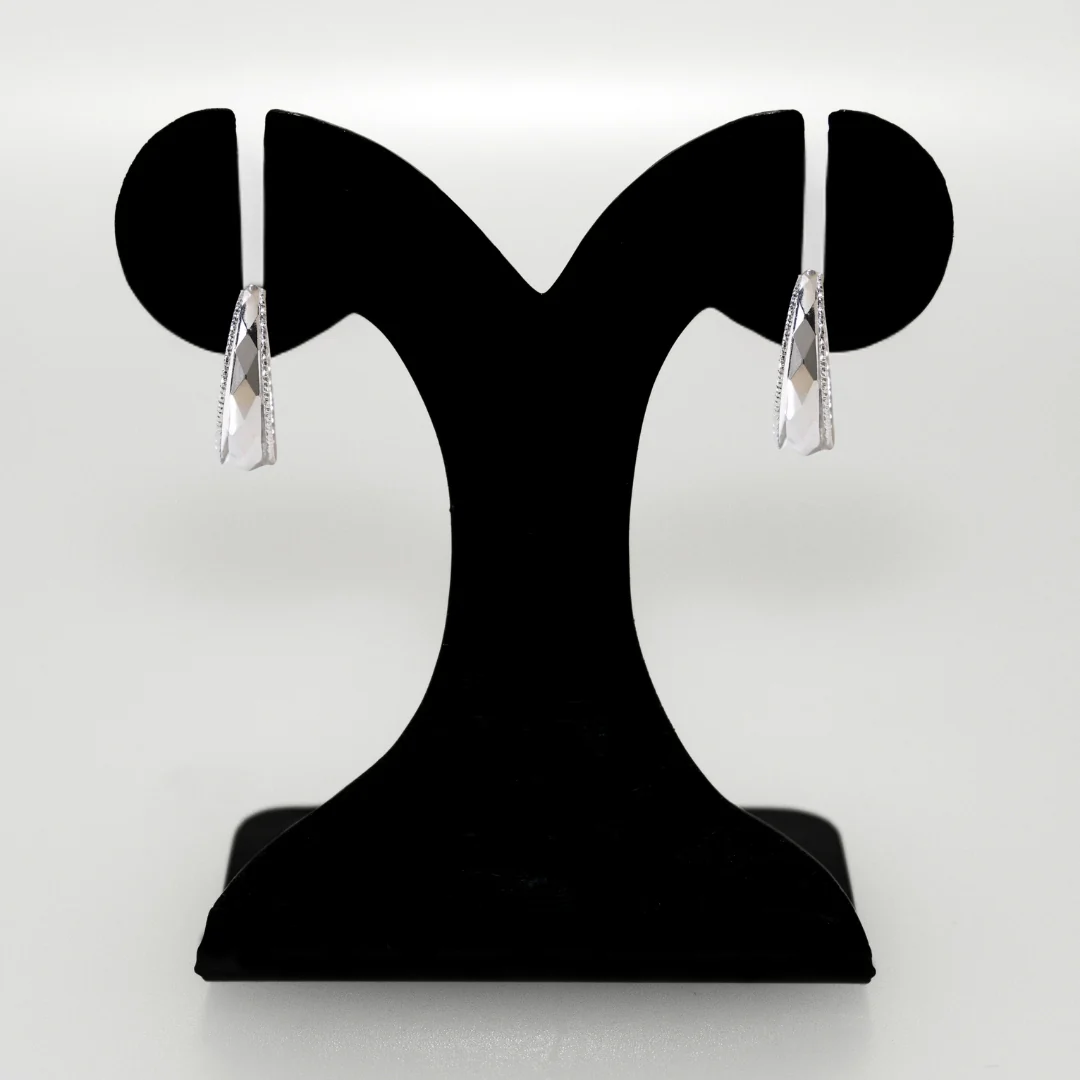Patterned Geometric Silver Hoops - Image 6