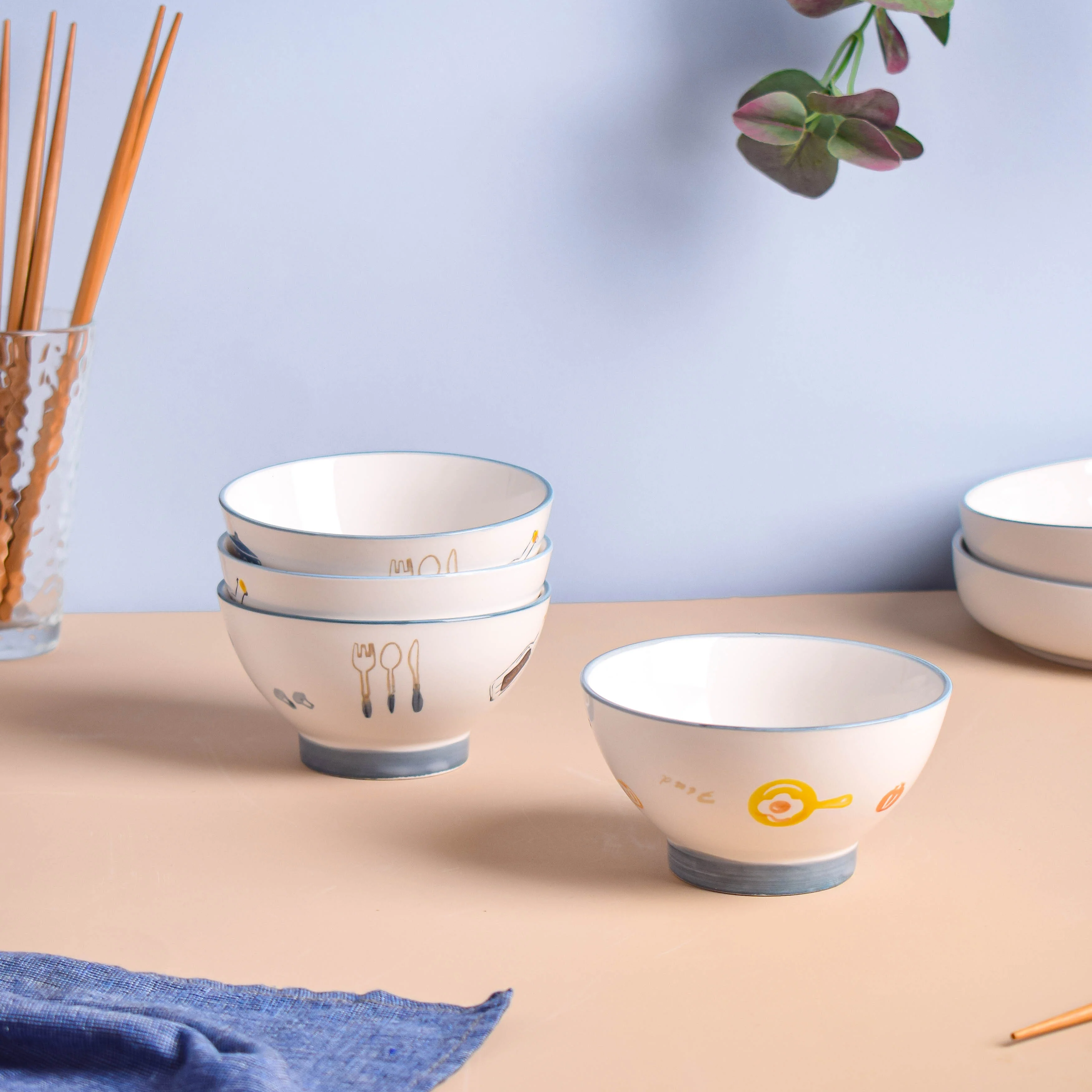 Patterned Soup Bowl Set For 4 - Image 13