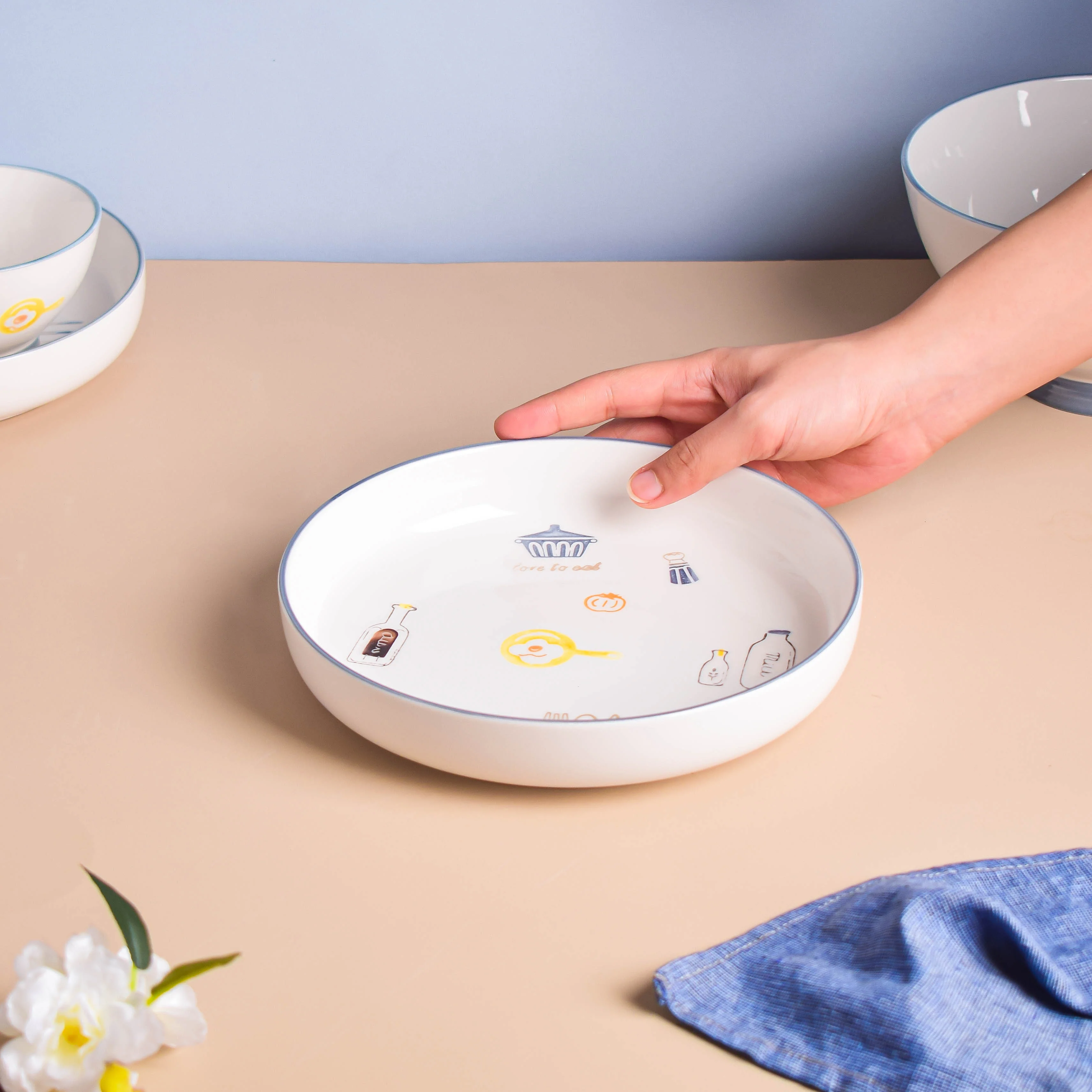 Patterned Soup Bowl Set For 4 - Image 4