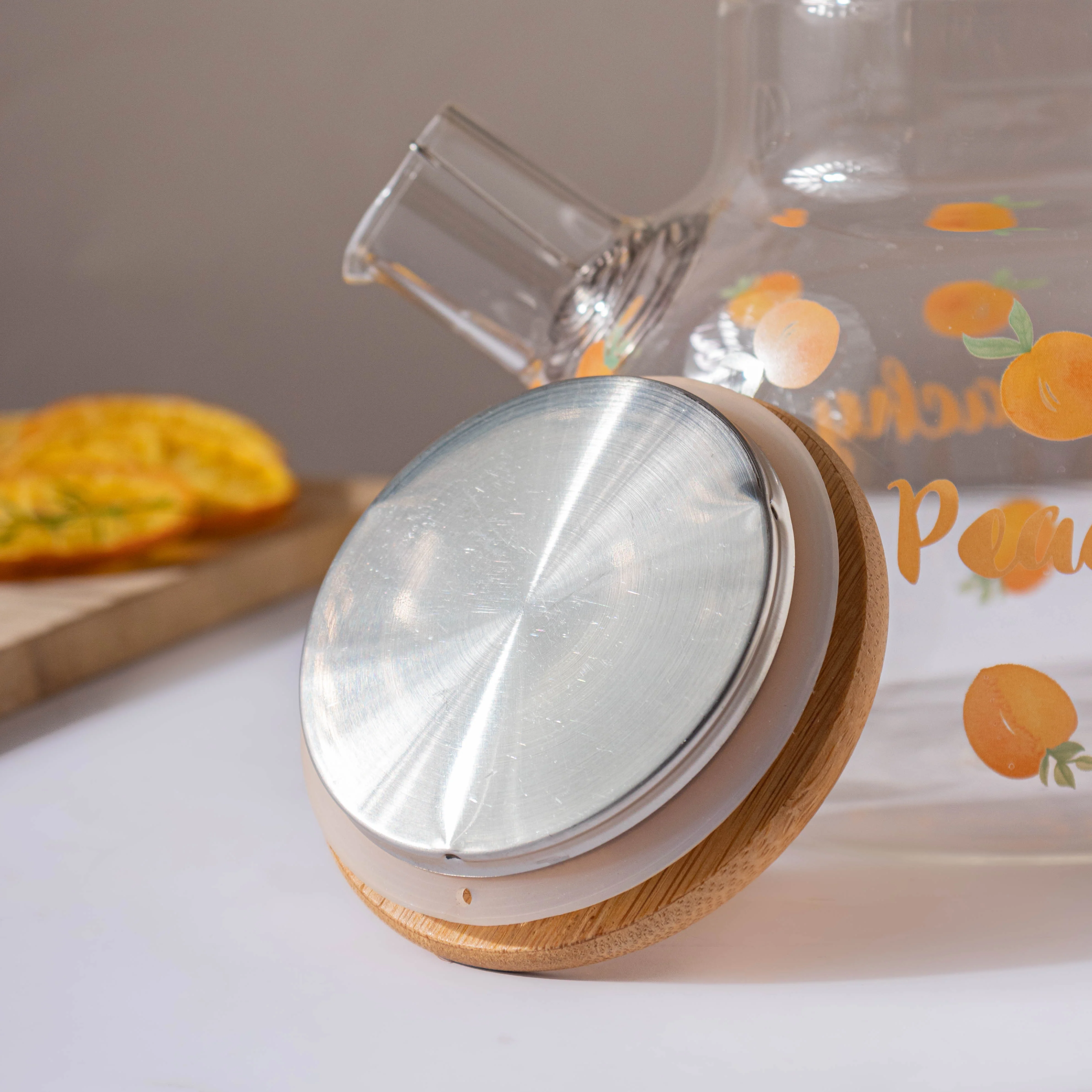 Peach Glass Teapot Orange - Image 6