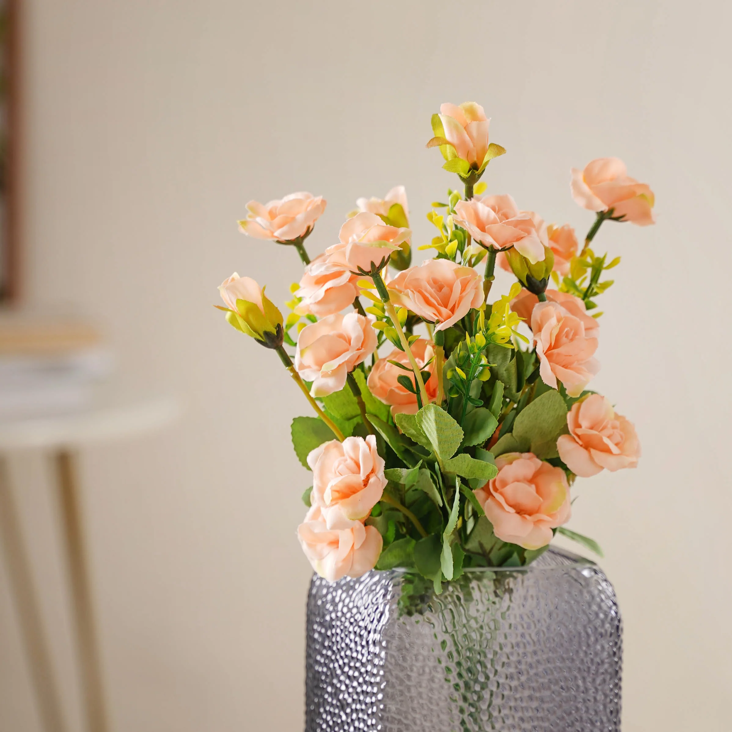 Peach-pink Artificial Roses - Image 7