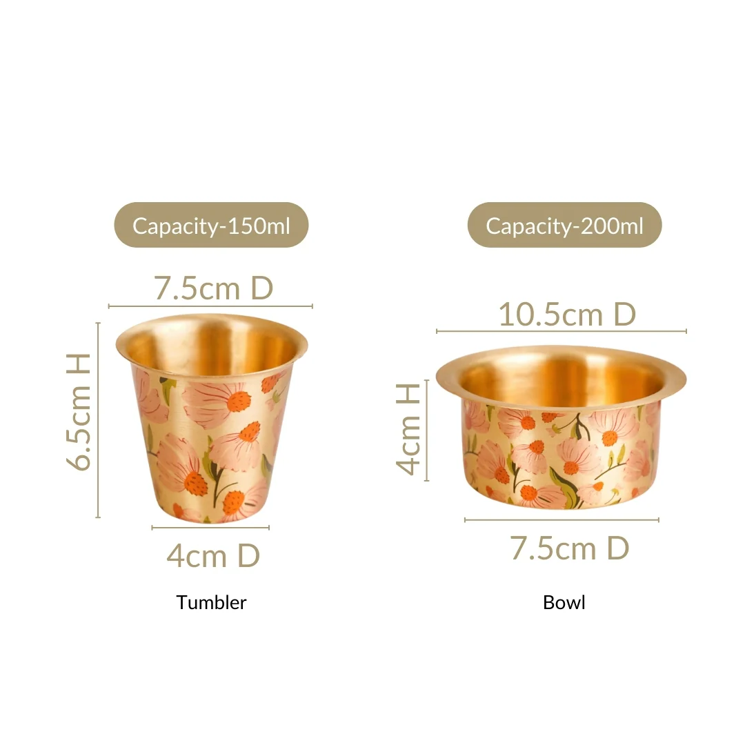 Peach Pure Brass Filter Coffee Dabara Set For 2 With Gift Box - Image 4