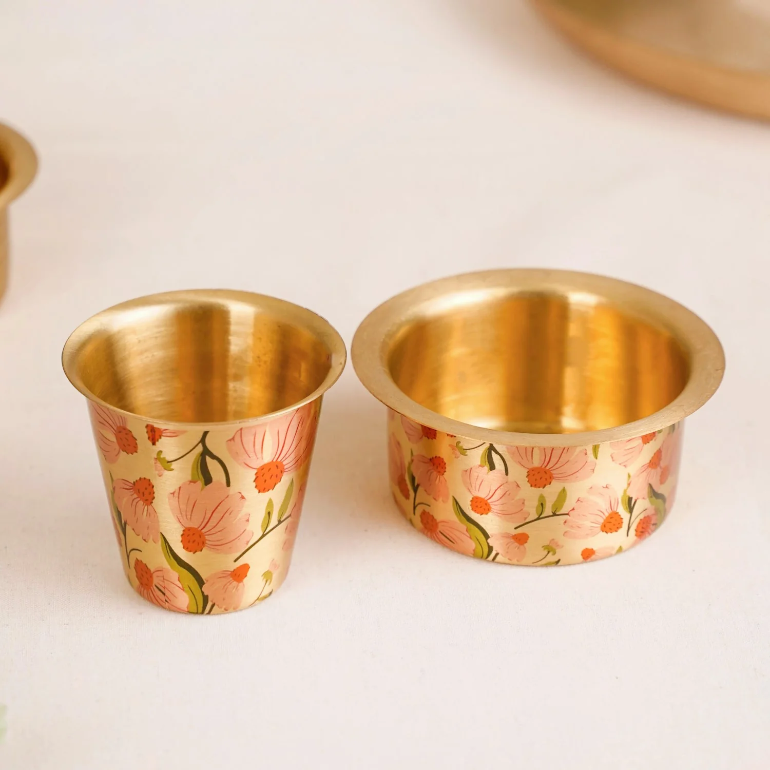 Peach Pure Brass Filter Coffee Dabara Set For 2 With Gift Box - Image 7