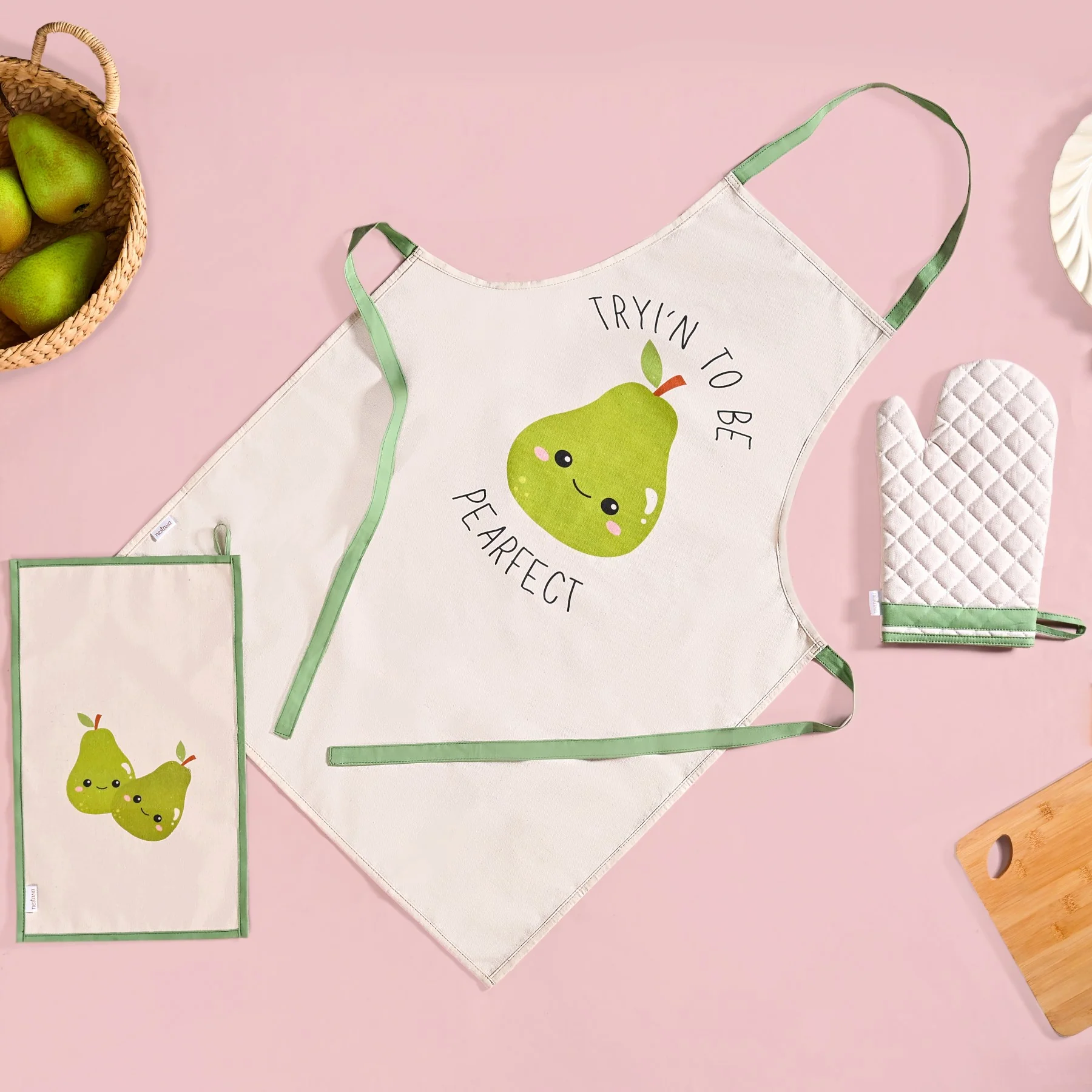 PearFect Apron Mitten Hand Towel Set Of 3