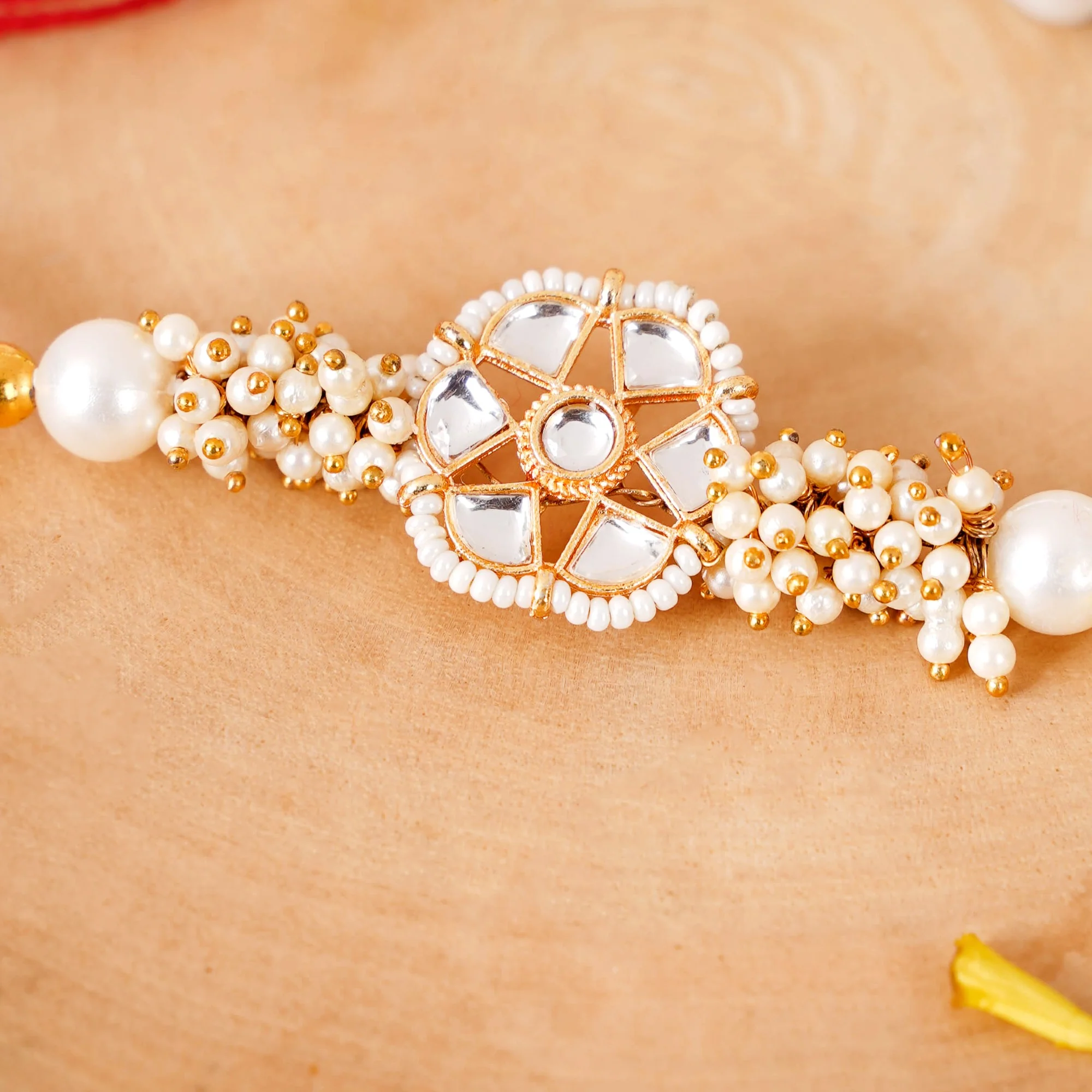 Pearl And Kundan Rakhi Gift Hamper For Brother - Image 2