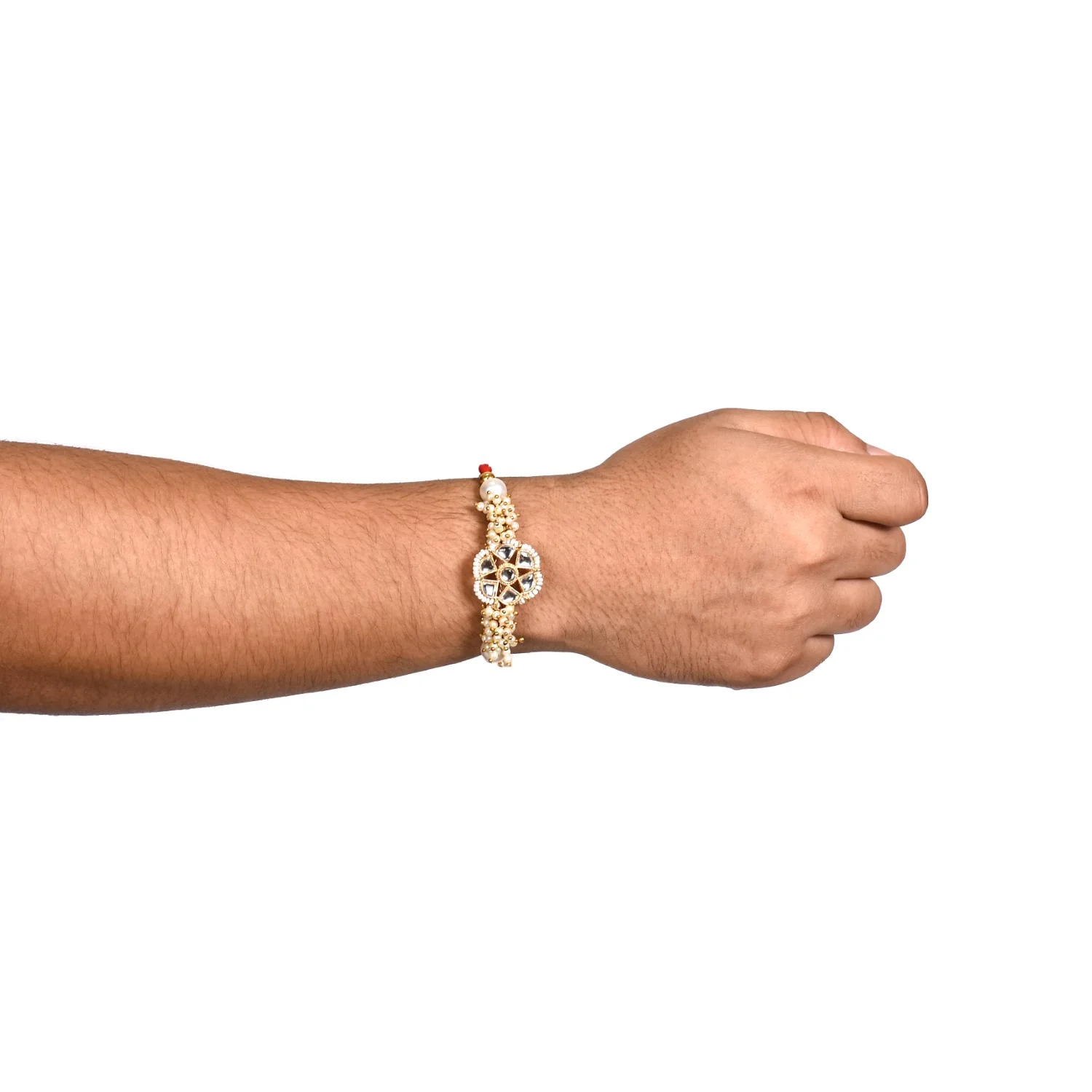 Pearl And Kundan Rakhi Gift Hamper For Brother - Image 3