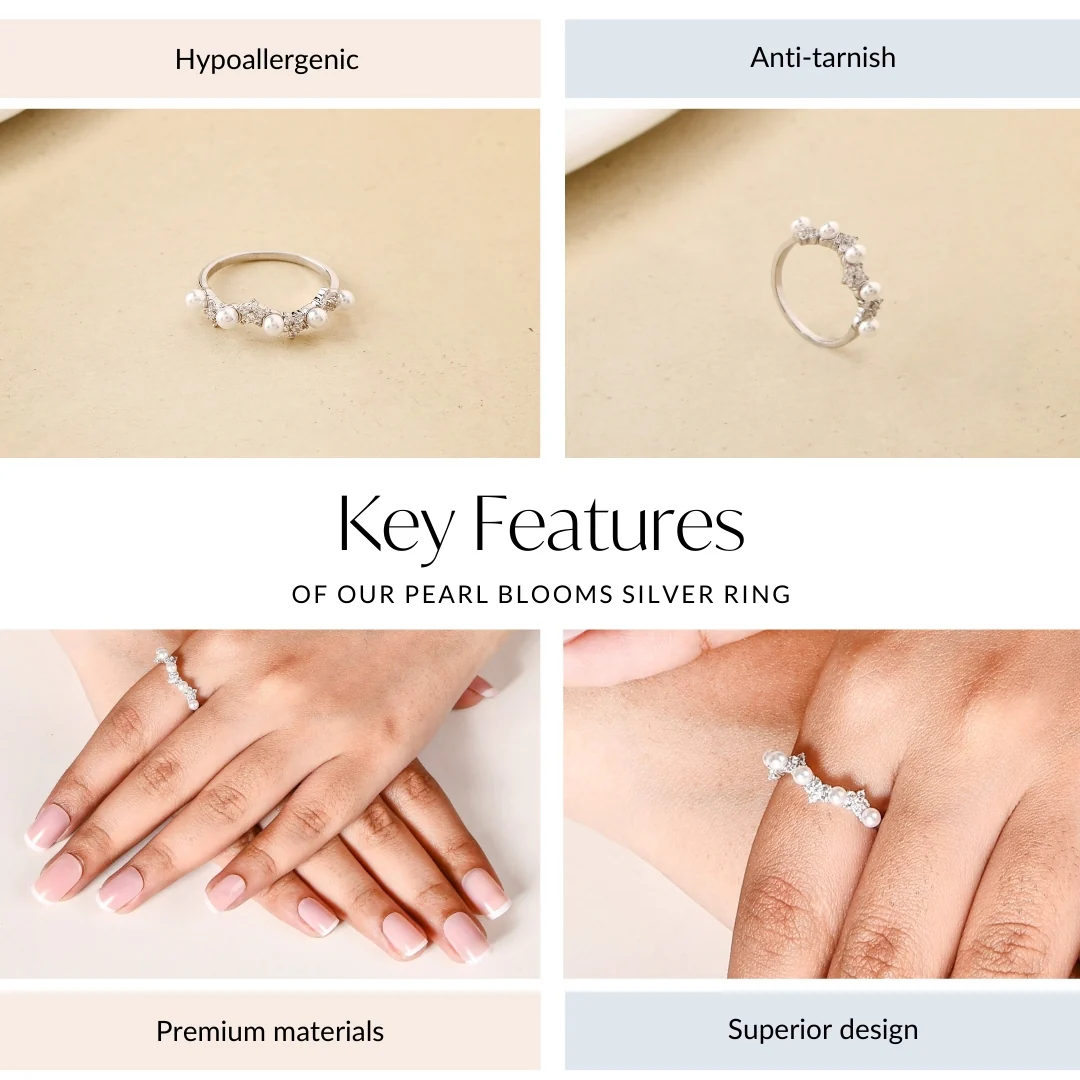 Pearl Blooms Silver Ring - Image 4