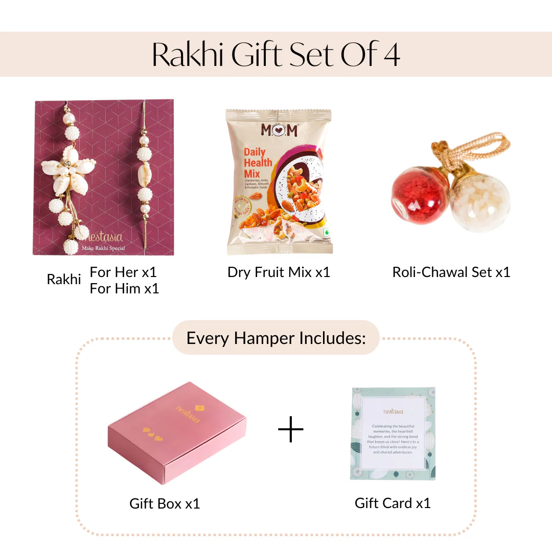 Pearl Chic Rakhi Lumba Set Of 4 With Gift Box And Card - Image 7