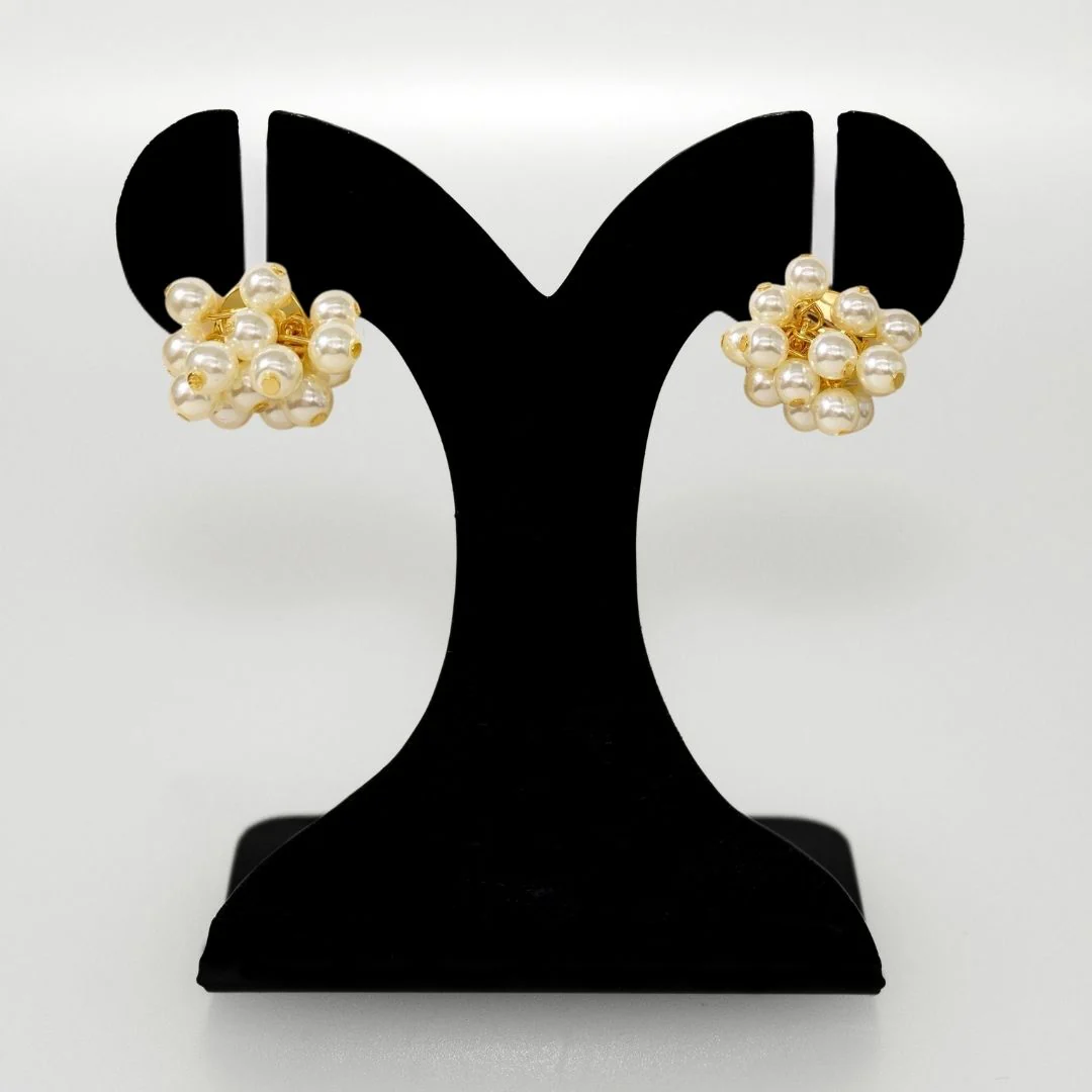 Pearl Cluster Stud Earrings - Image 6