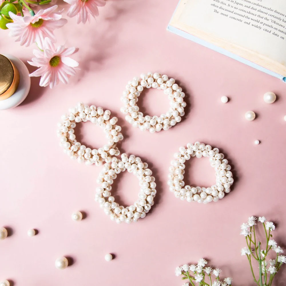 Pearl Hair Ties White Set Of 4 - Image 4