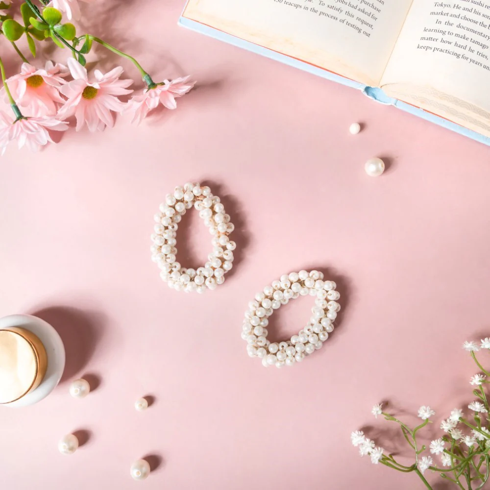 Pearl Hair Ties White Set Of 4 - Image 7