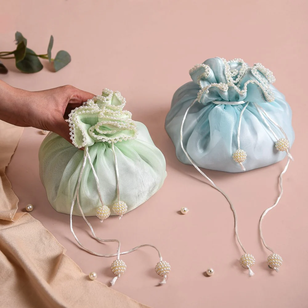 Pearl Potli Bags For Gifting Set Of 2 - Image 2
