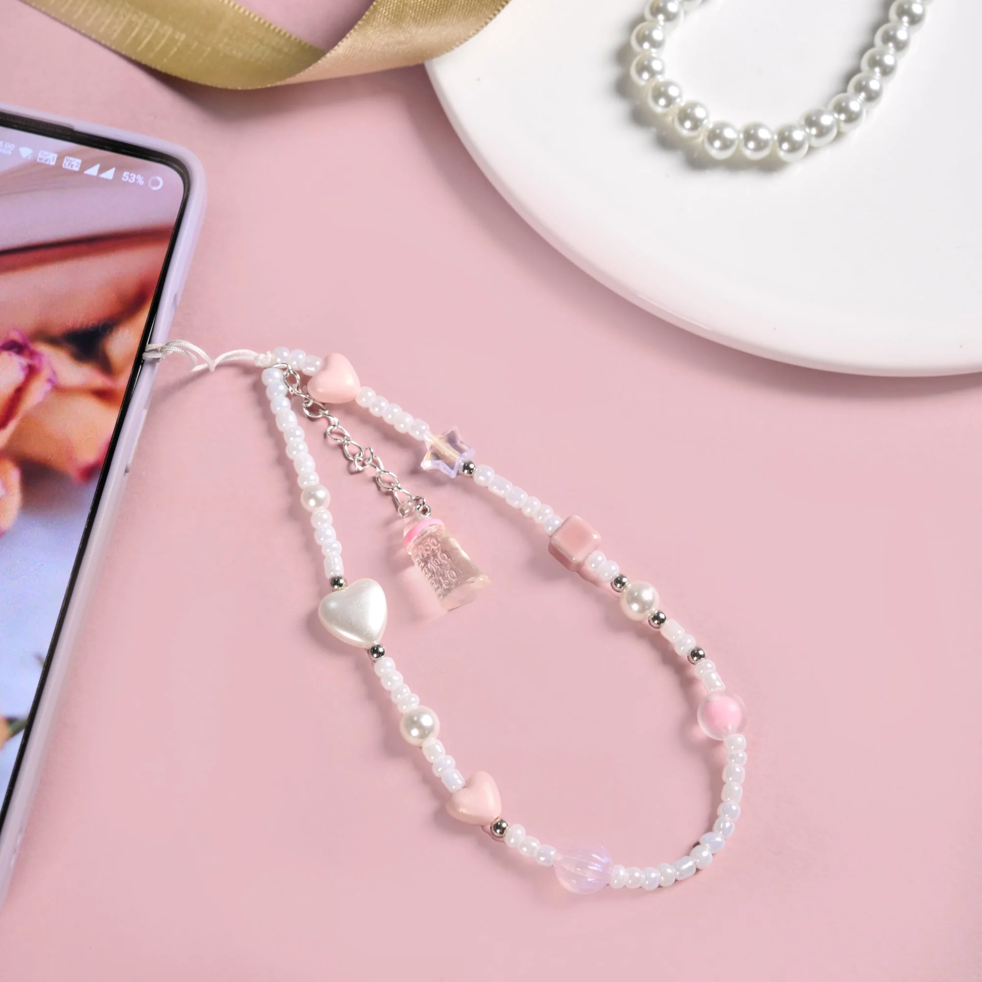 Pearl Stars And Hearts Phone Charm - Image 3