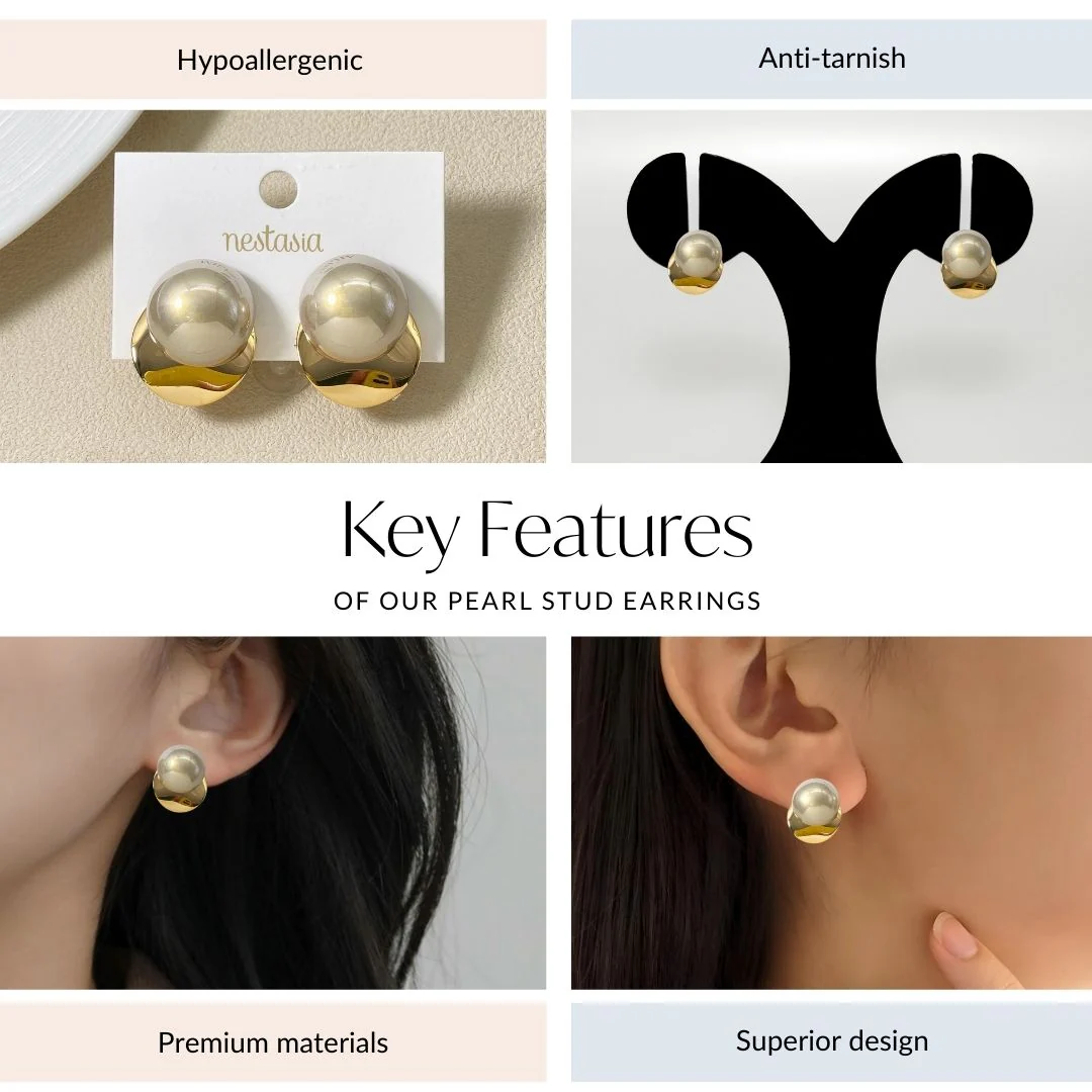 Pearl Stud Earrings - Image 4