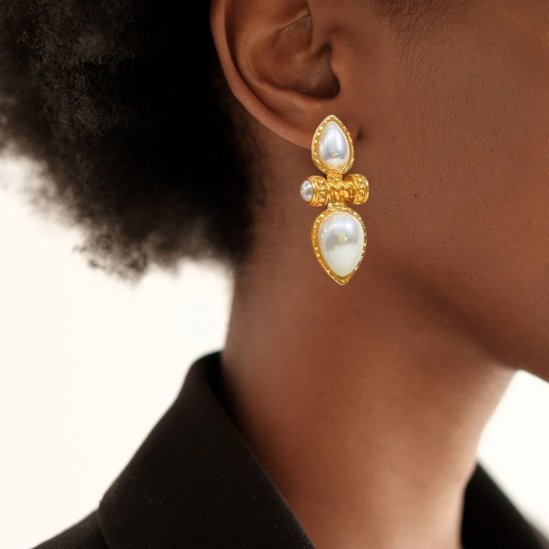 Pearl Teardrop Earrings - Image 2