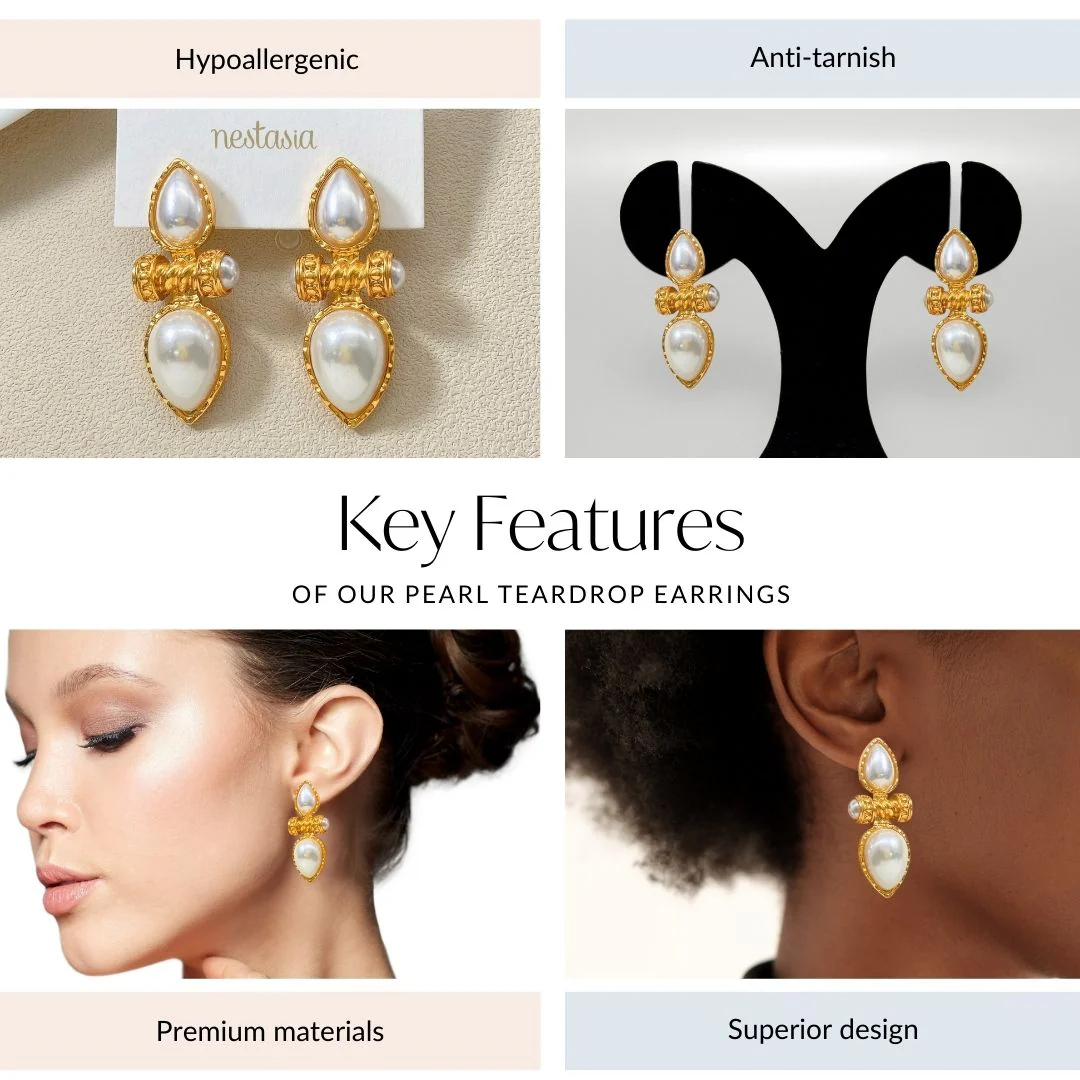 Pearl Teardrop Earrings - Image 4
