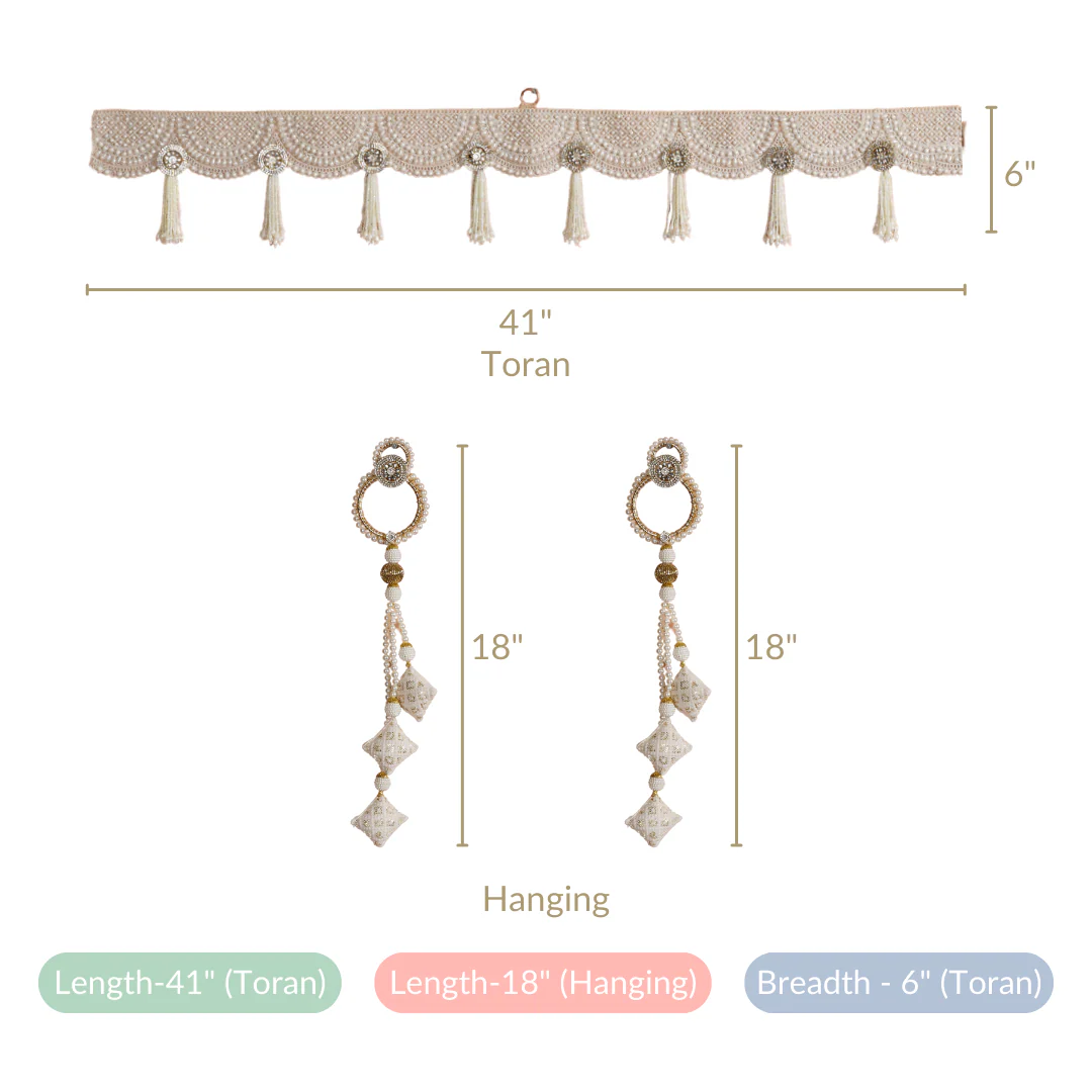 Pearl Toran and Door Hanging Set of 3 Off-White - Image 14