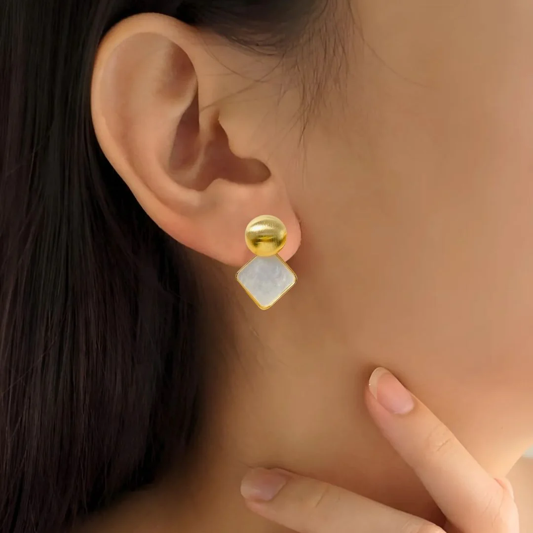 Pearled Geometry Earrings - Image 2