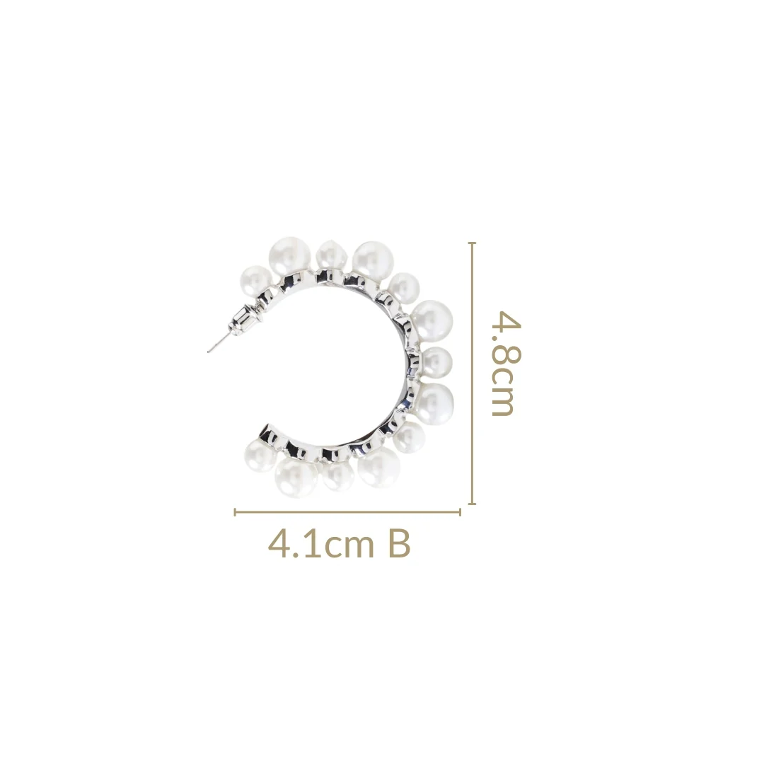 Pearls Galore Hoops Silver - Image 3