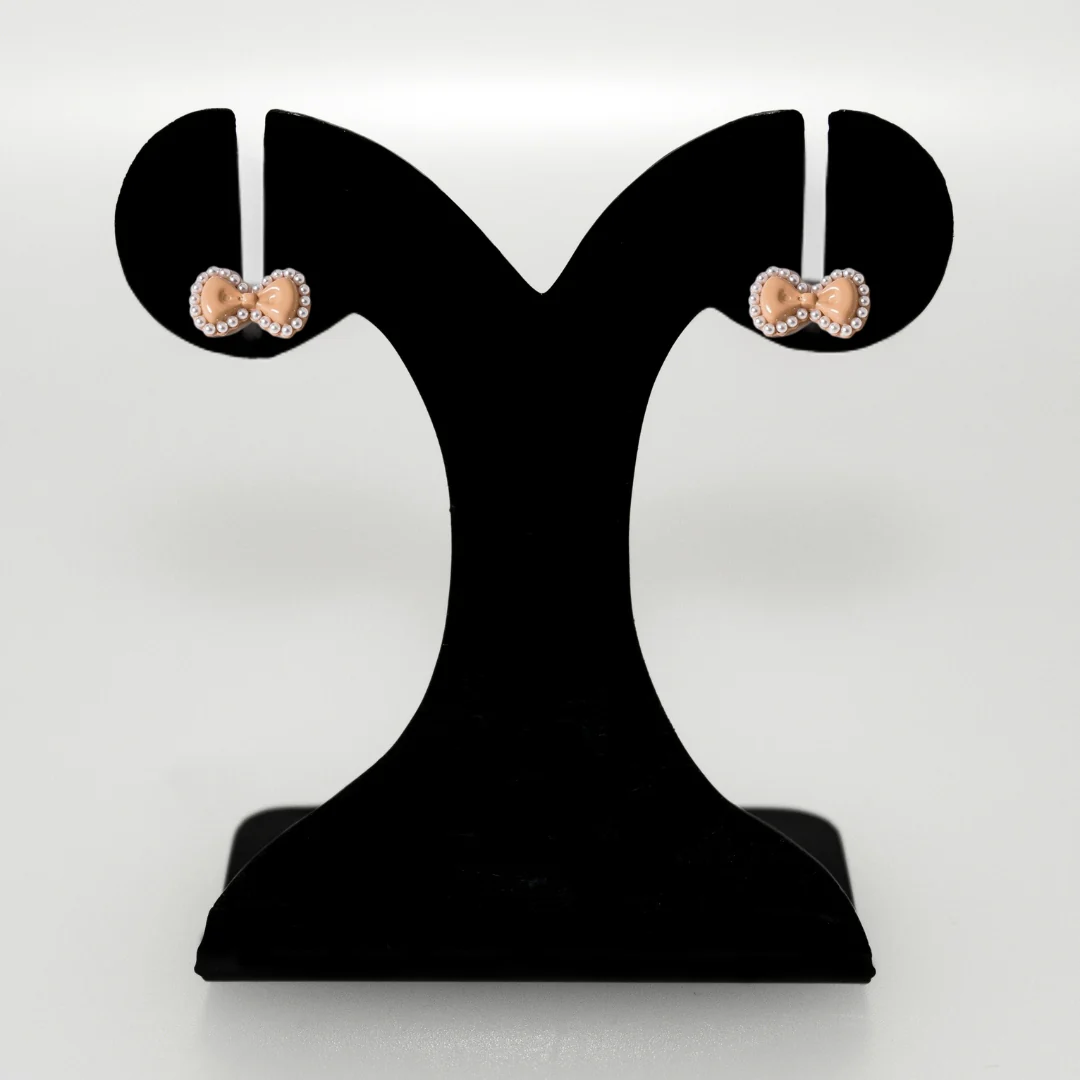 Pearly Bow Dainty Stud Earrings - Image 6