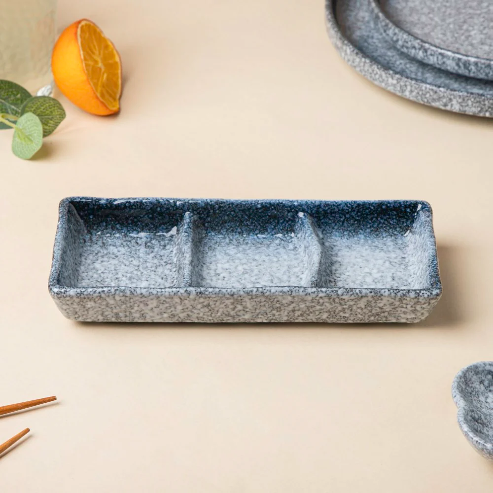 Pebble Glazed 3 Section Dip Plate - Image 2
