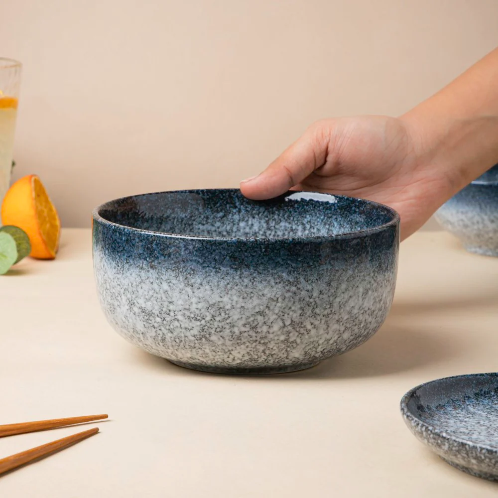 Pebble Glazed Curry Bowl Blue Grey 500 ml - Image 3