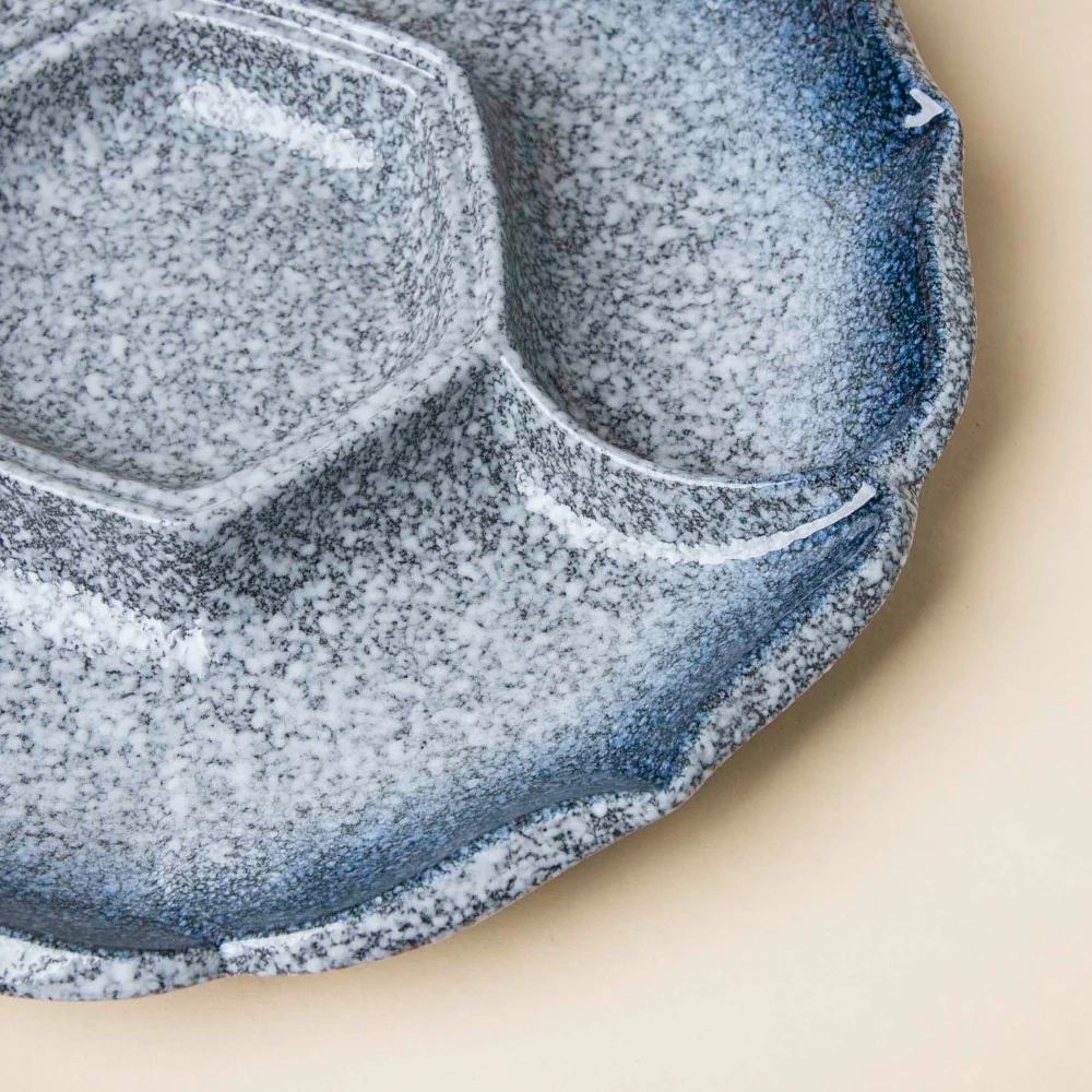 Pebble Glazed Section Party Platter Blue - Image 5