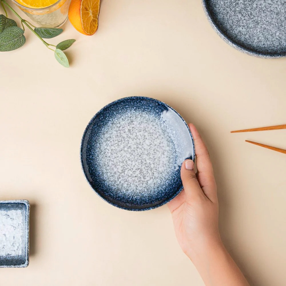 Pebble Glazed Small Plate Blue Grey 6 Inch - Image 2