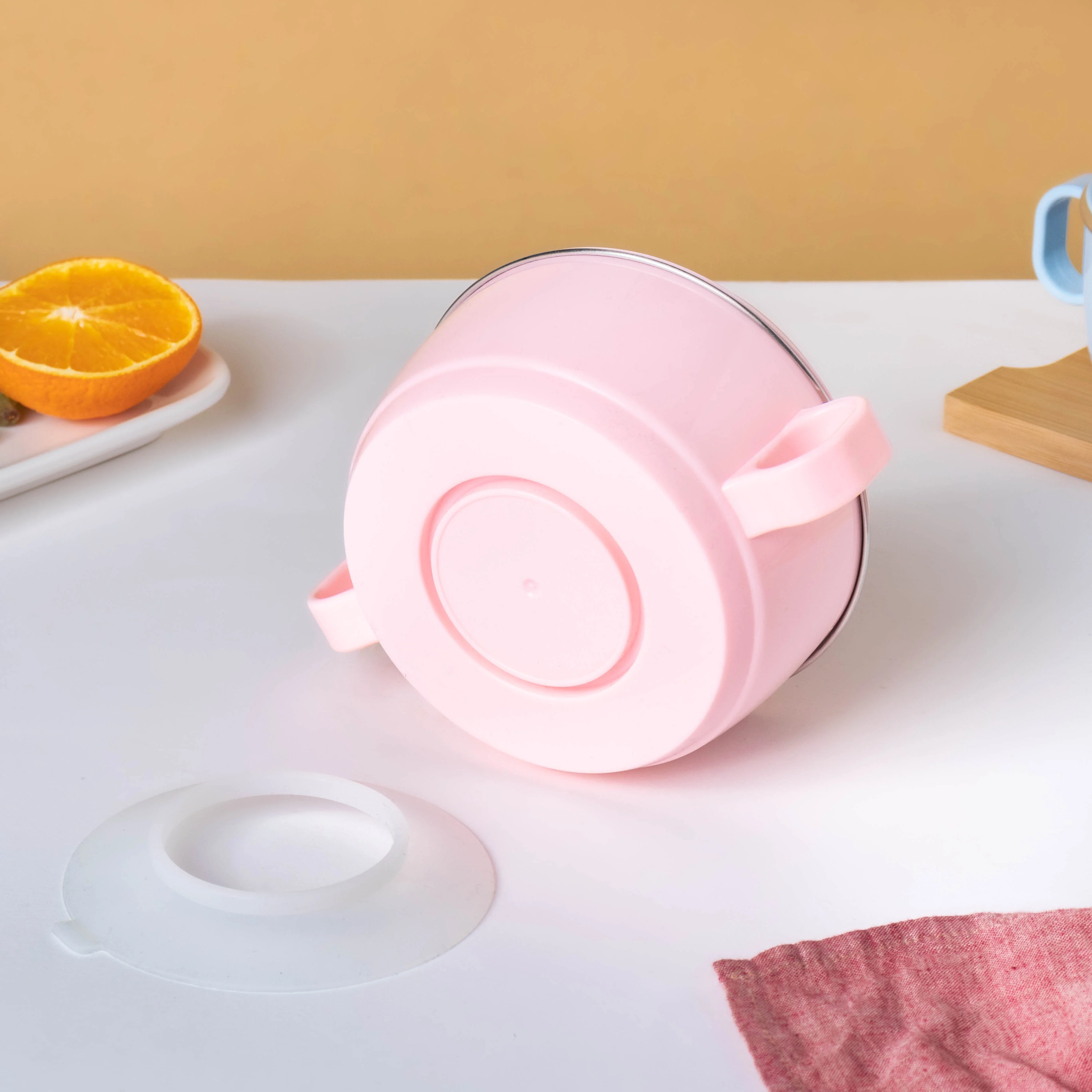 Penguin Feeding Steel Bowl With Anti-Slip Base Pink 400 ml - Image 6