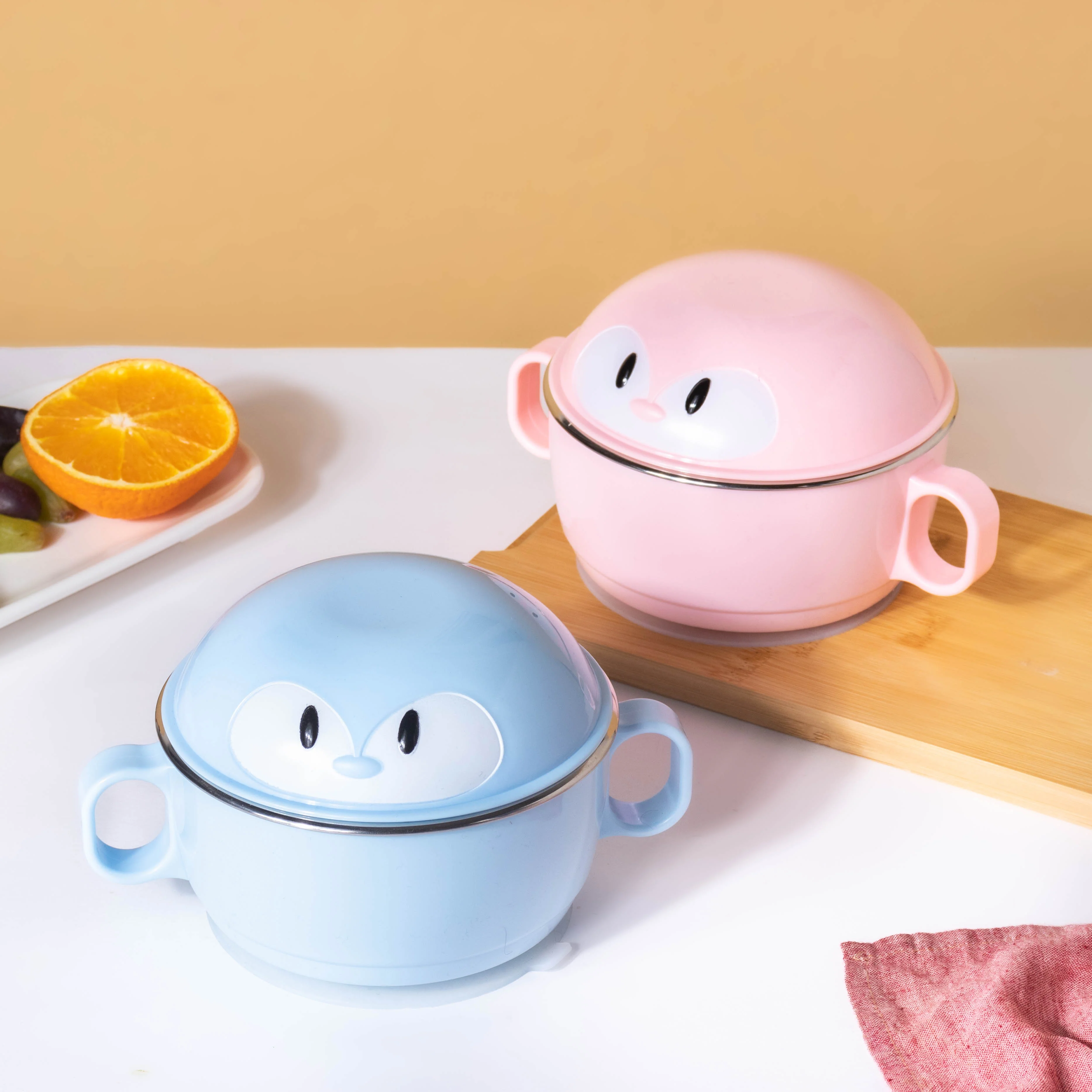 Penguin Feeding Steel Bowl With Anti-Slip Base Pink 400 ml - Image 9