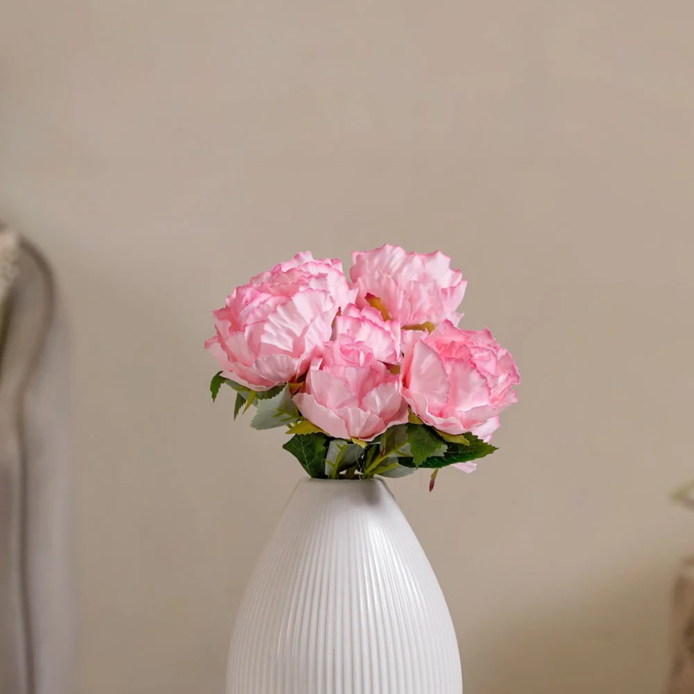 Peony Artificial Flower Bunch Pink - Image 5