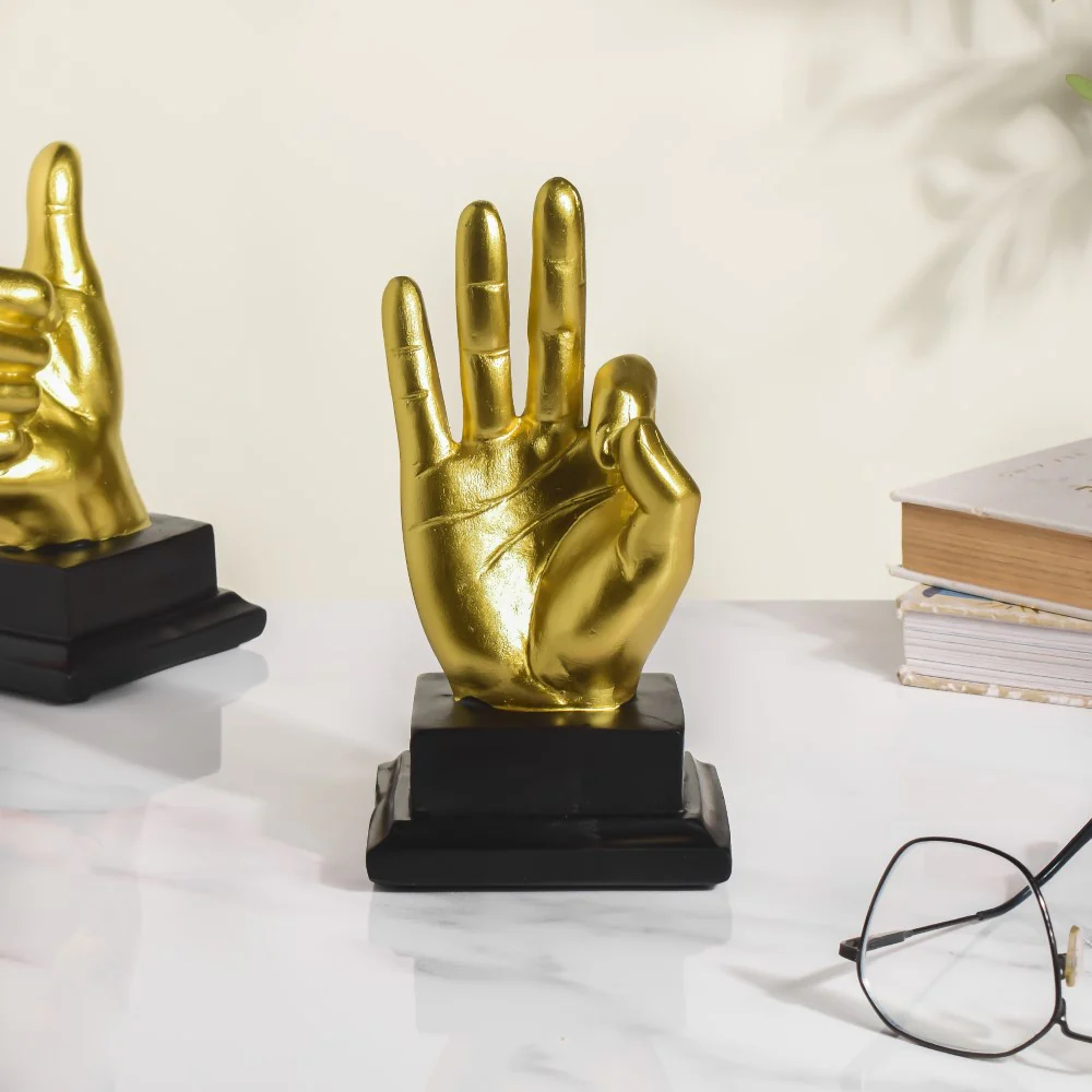 Perfect Hand Gesture Decor Showpiece Gold 7 Inch - Image 3