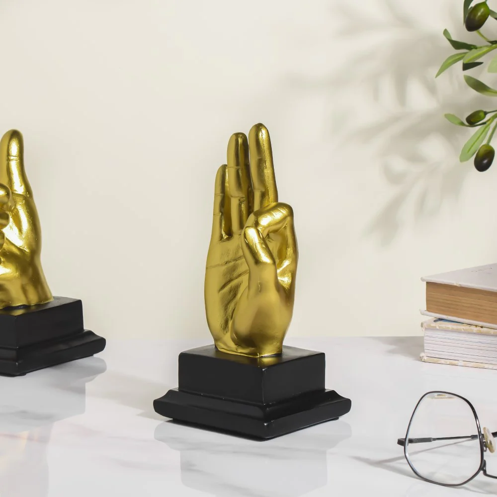 Perfect Hand Gesture Decor Showpiece Gold 7 Inch - Image 4