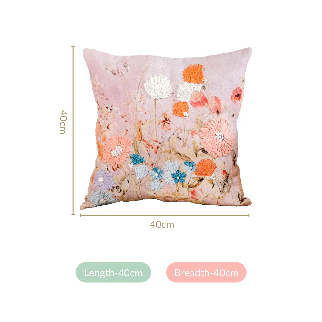 Petal Paradise Cotton Cushion Cover 40x40 cm - Image 4