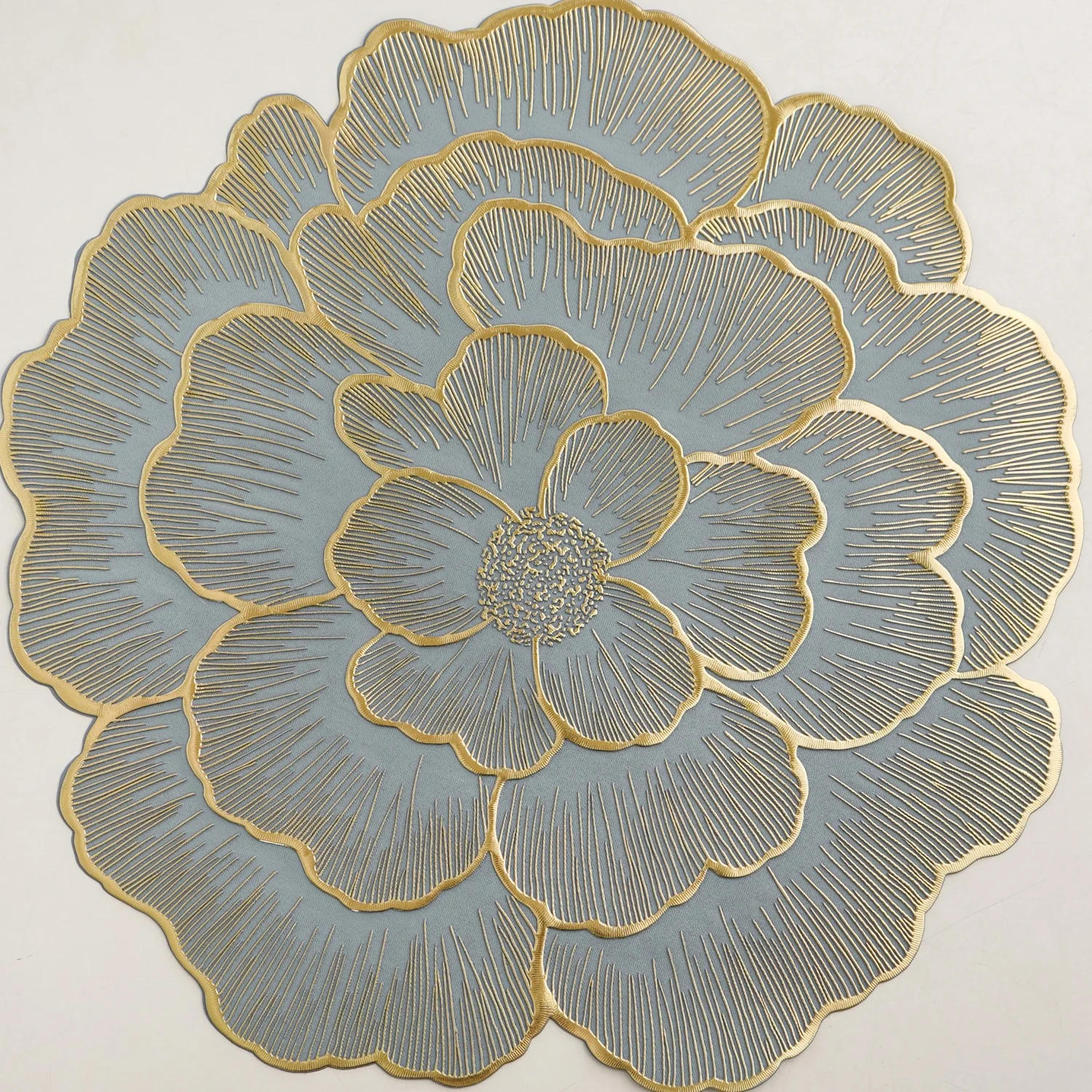 Petal Perfection Placemats Grey Gold Set Of 6 - Image 6