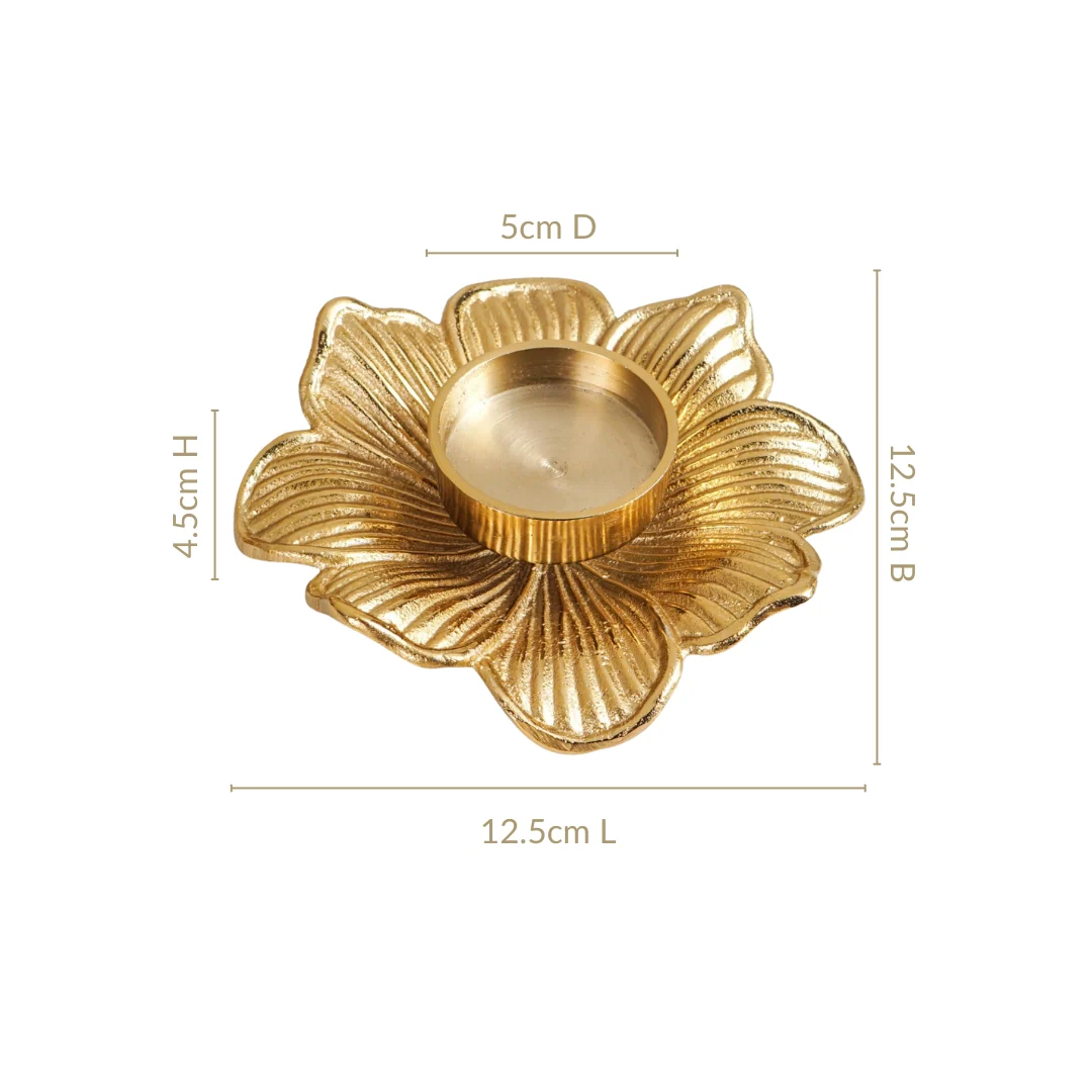 Petal Radiance Aluminium Tealight Candle Holder Set Of 2 In Festive Gift Box - Image 4
