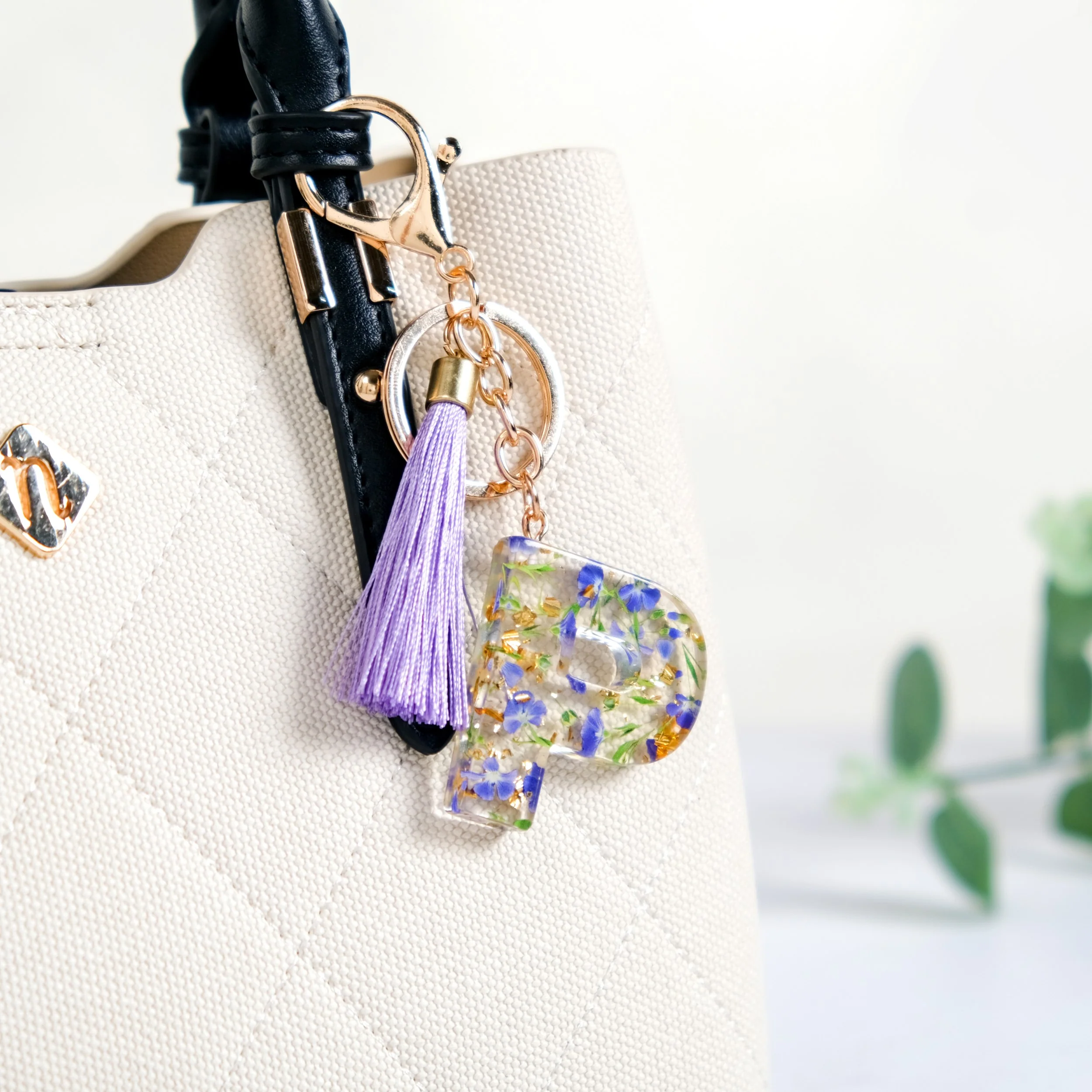 Petals And Glitter P Dual Hook Keychain - Image 3