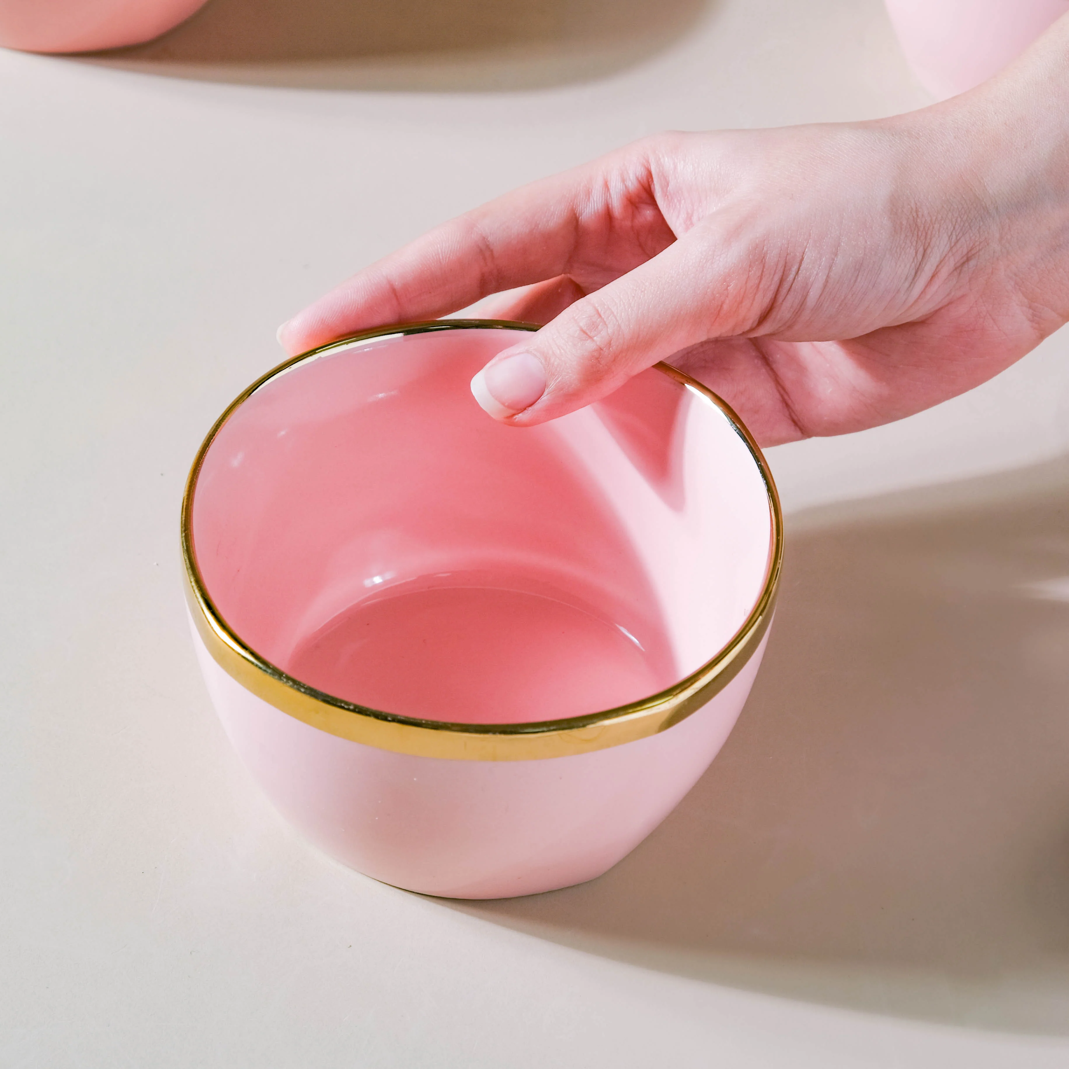 Petunia Pink Snack Bowl Set Of 4 With Chopsticks And Soup Spoons - Image 3