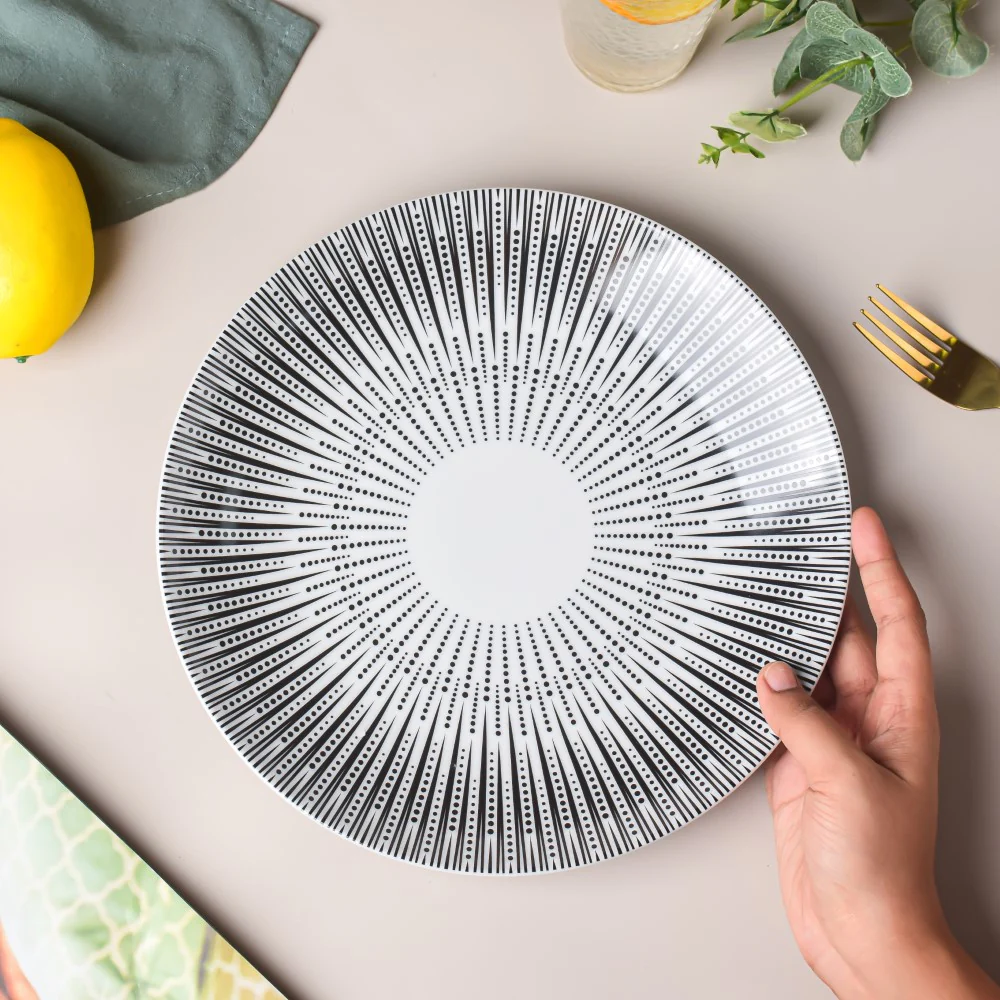 Philocaly Linear Patterned Dinner Plate White 10 Inch - Image 2