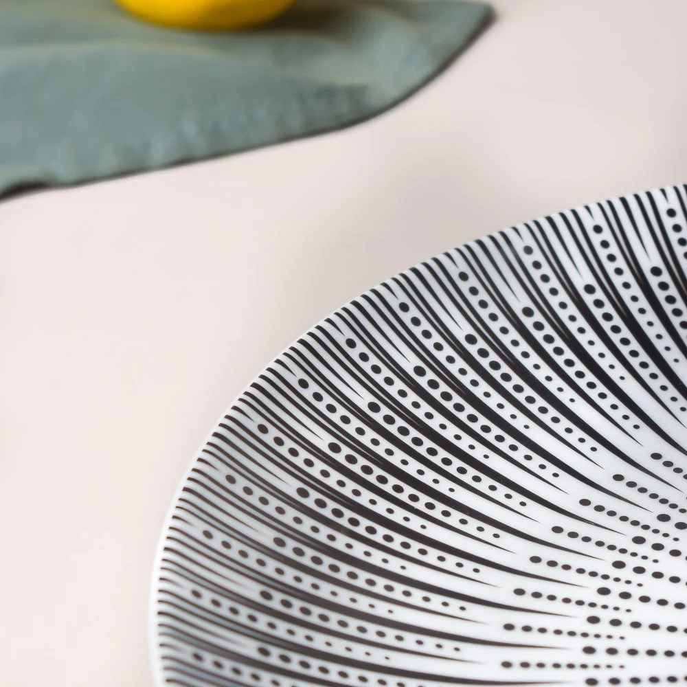 Philocaly Linear Patterned Dinner Plate White 10 Inch - Image 4