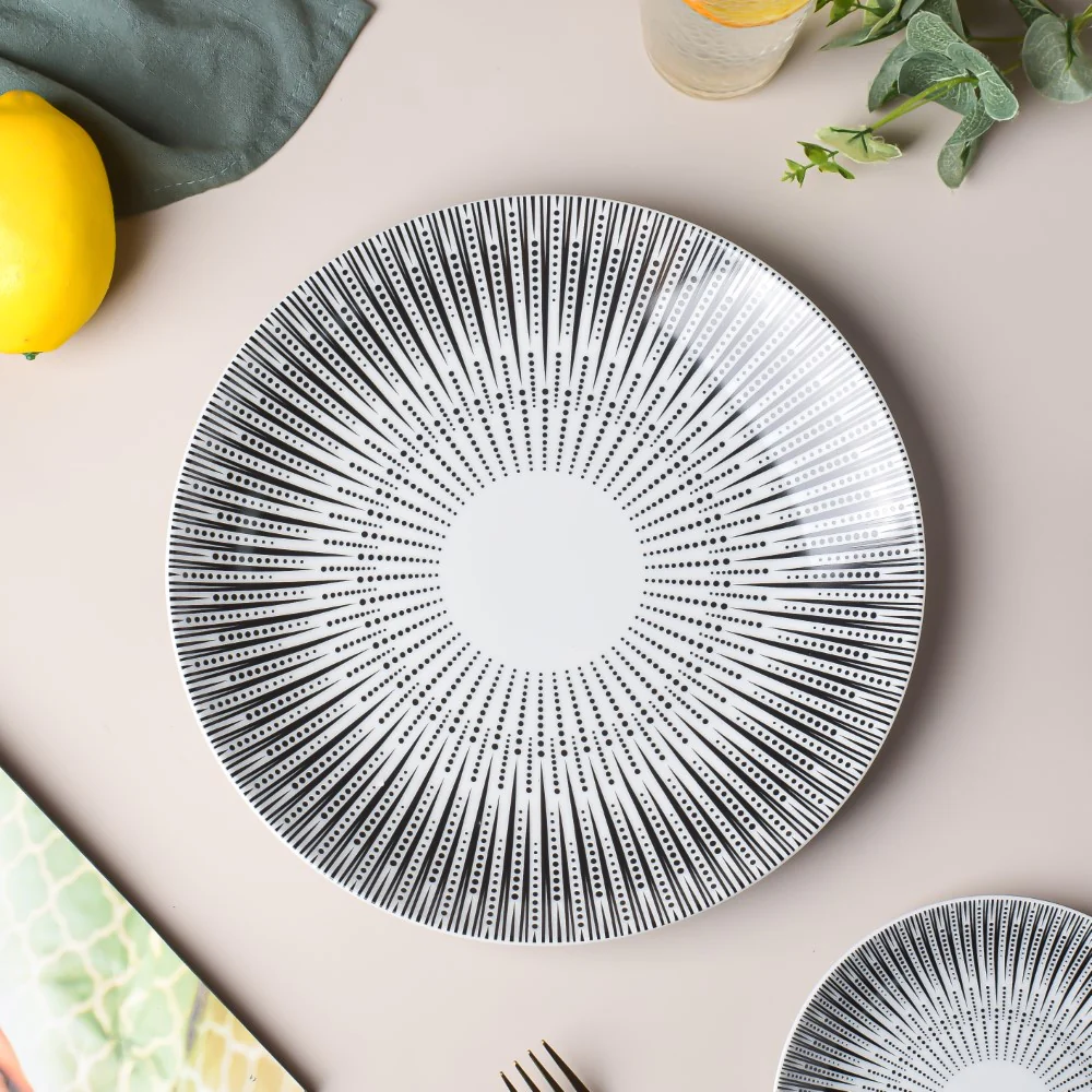 Philocaly Linear Patterned Dinner Plate White 10 Inch - Image 5