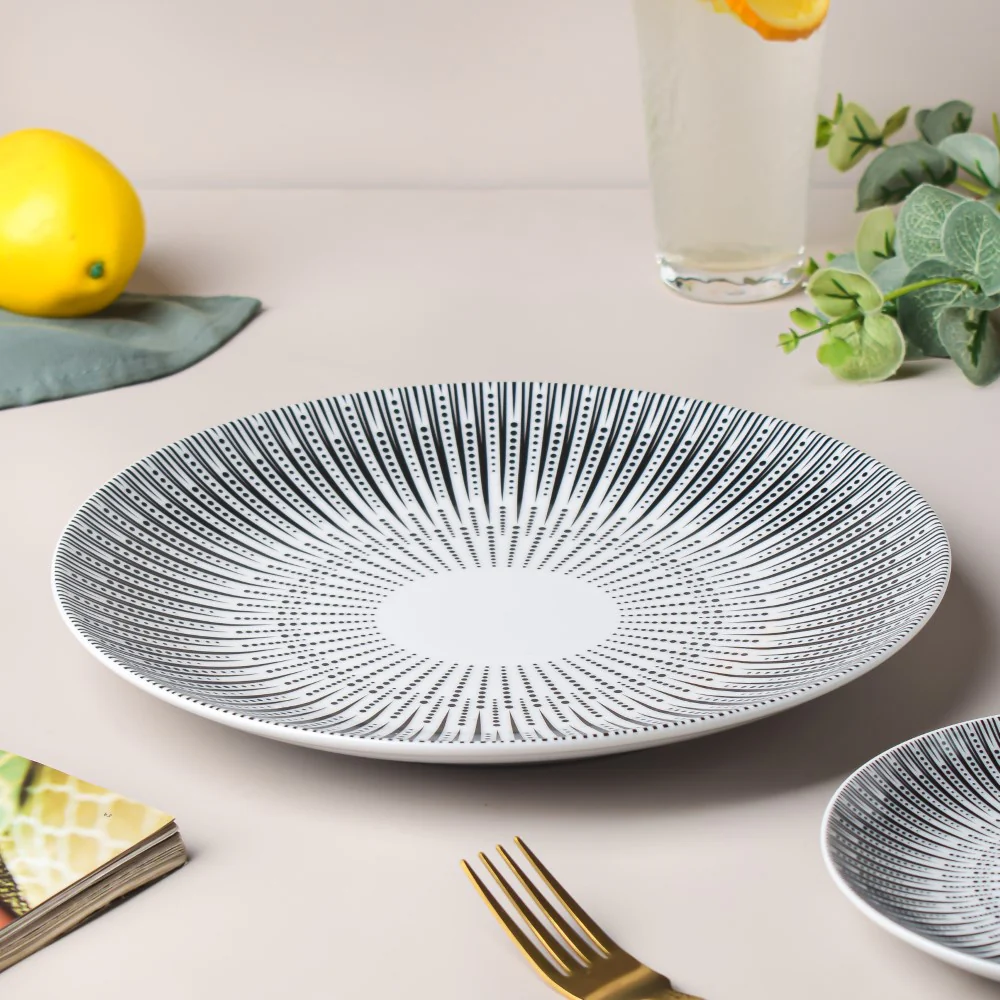 Philocaly Linear Patterned Dinner Plate White 10 Inch - Image 6