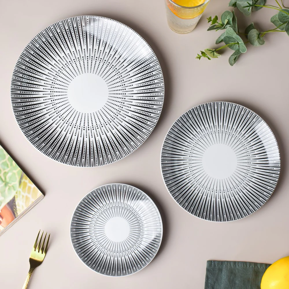 Philocaly Linear Patterned Dinner Plate White 10 Inch - Image 7