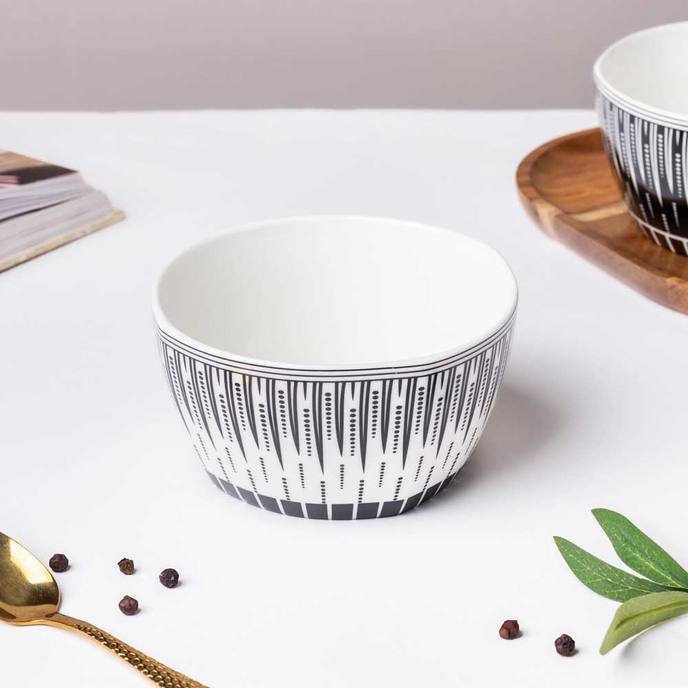 Philocaly Linear Patterned Soup Bowl White 250 ml - Image 2
