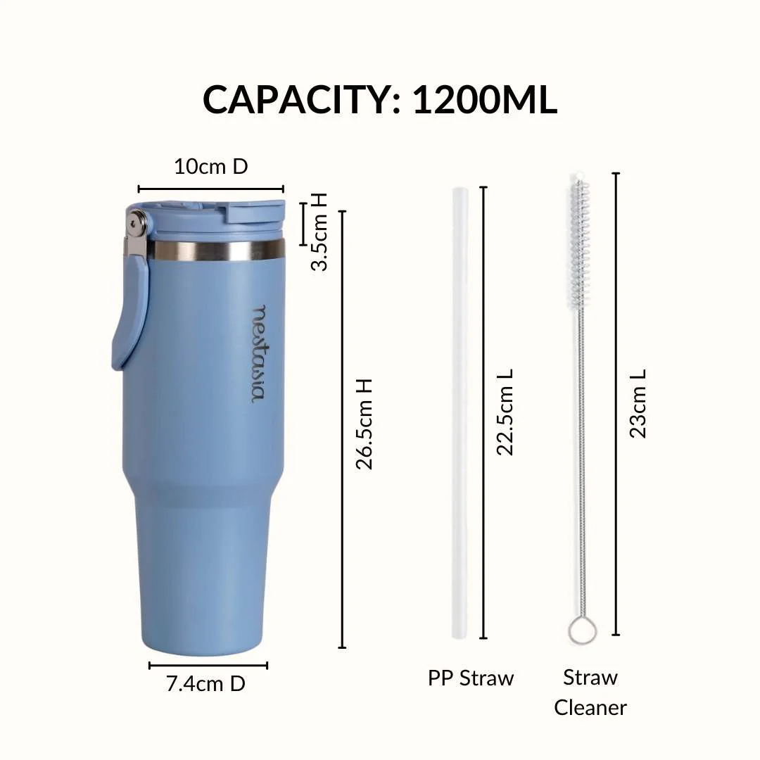 PickSip 40 Insulated Tumbler Bottle With Top Handle Blue Frost 1200ml - Image 4