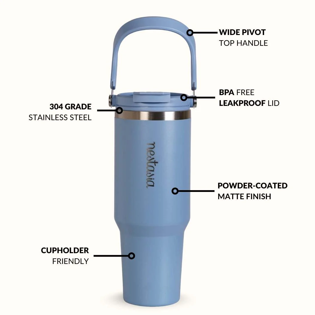 PickSip 40 Insulated Tumbler Bottle With Top Handle Blue Frost 1200ml - Image 7