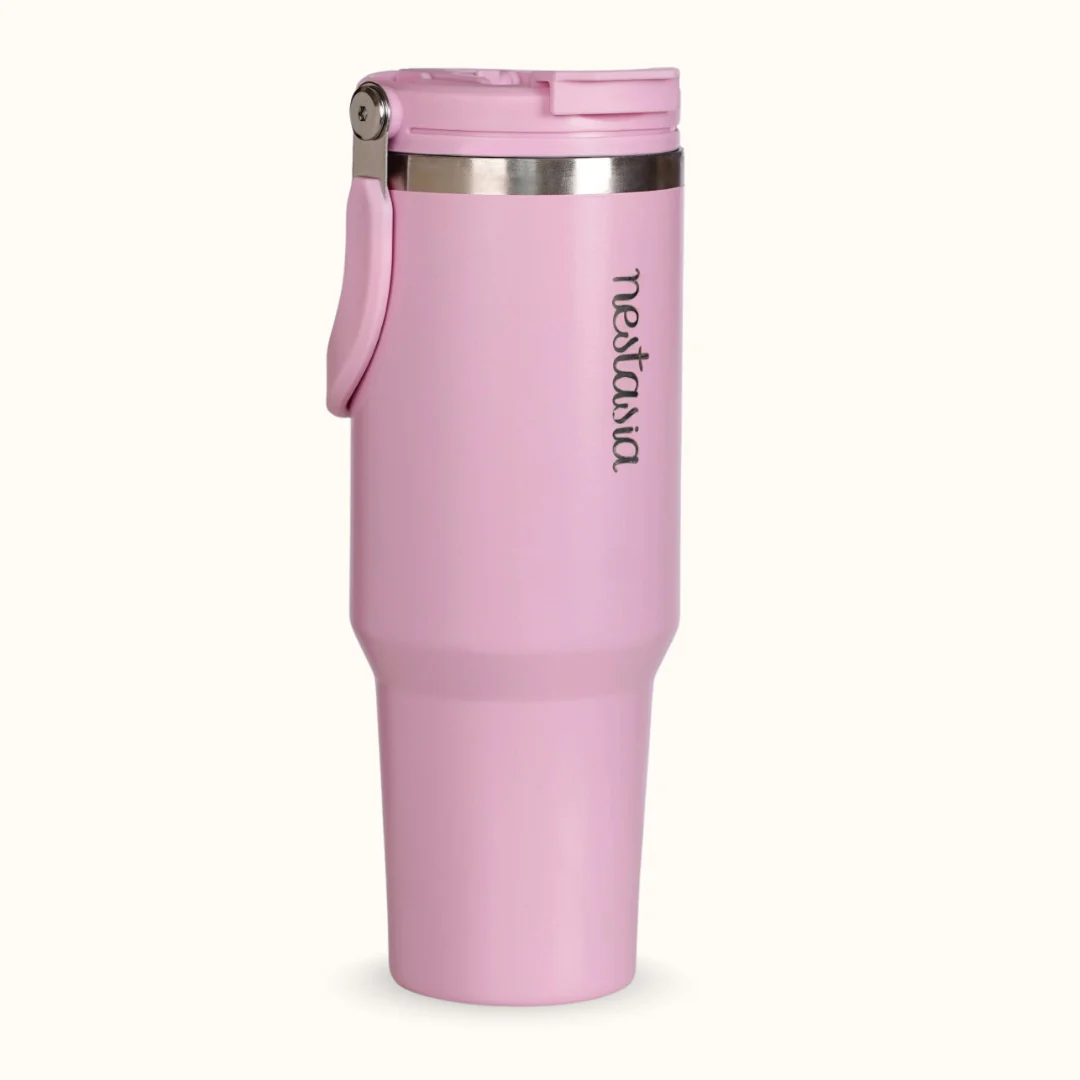 PickSip 40 Insulated Tumbler Bottle With Top Handle Quartz Cloud Pink 1200ml
