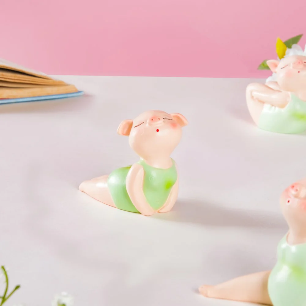 Piggy Miniature Decor Yoga Showpiece Set Of 6 - Image 8