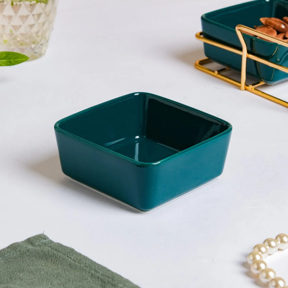 Pine Green Glossy Ceramic Bowls And Tray Set Of 7 200ml - Image 8