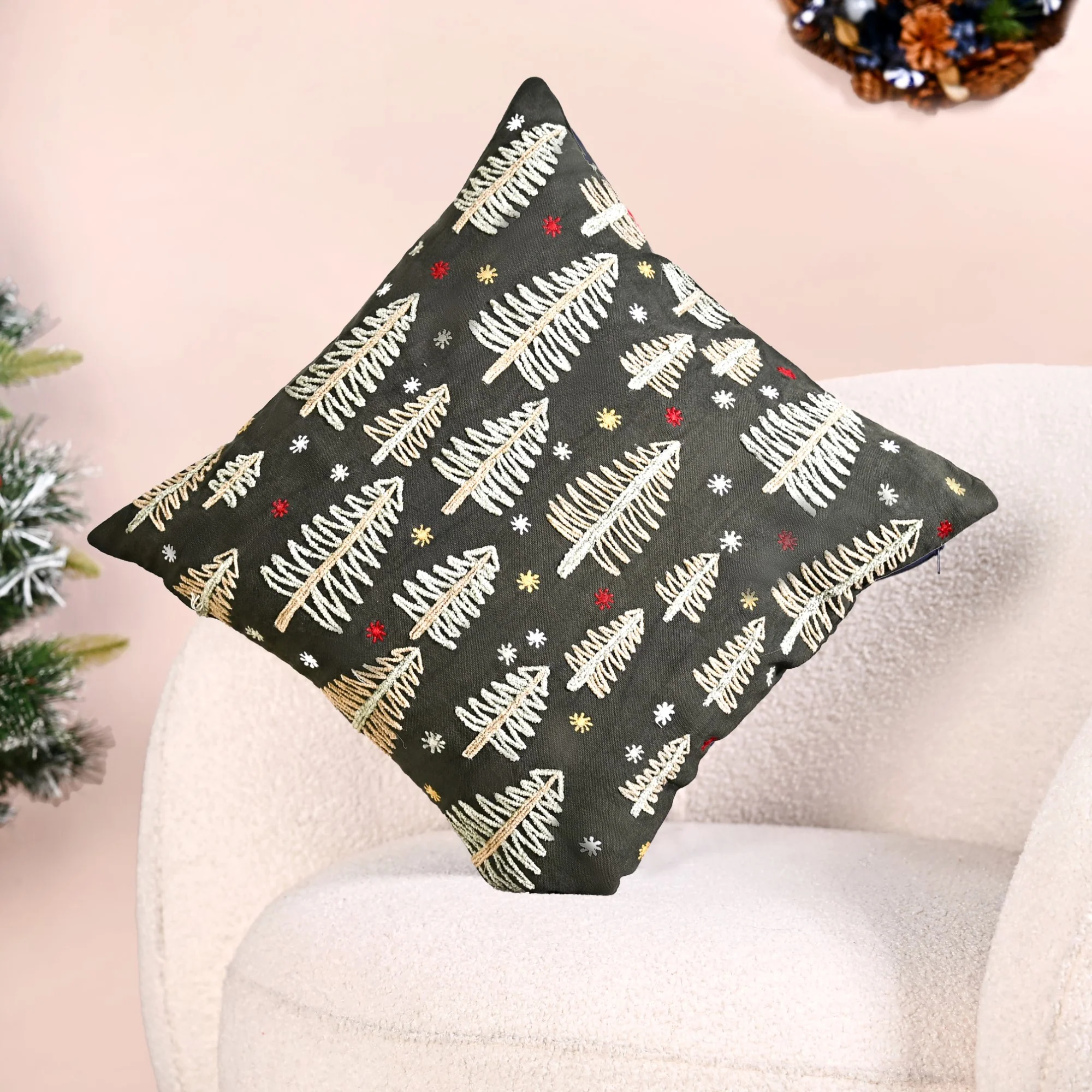 Pine Trees Under The Night Sky Sofa Cushion Cover 40x40cm - Image 2